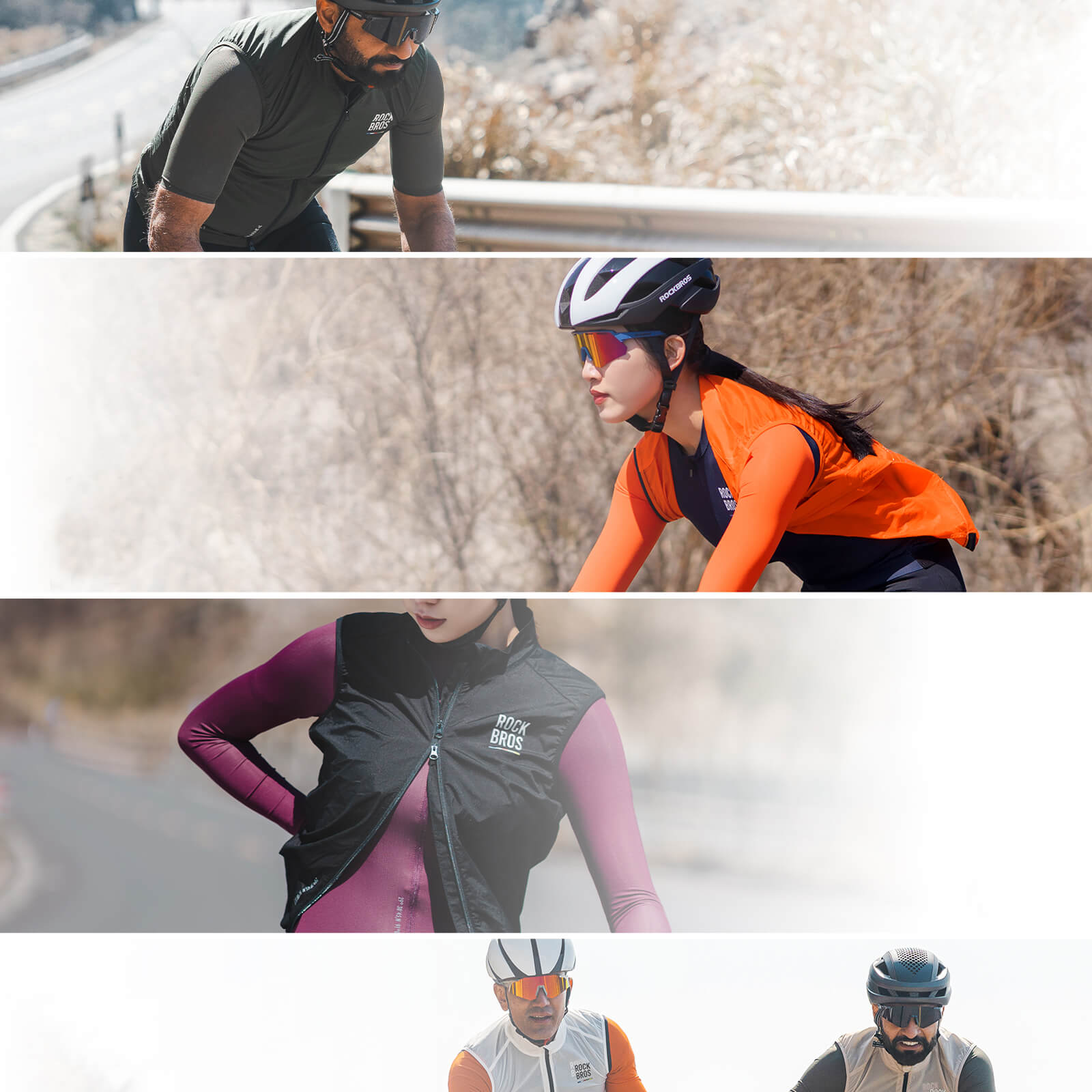rockbros windproof and lightweight bike vest for long rides.