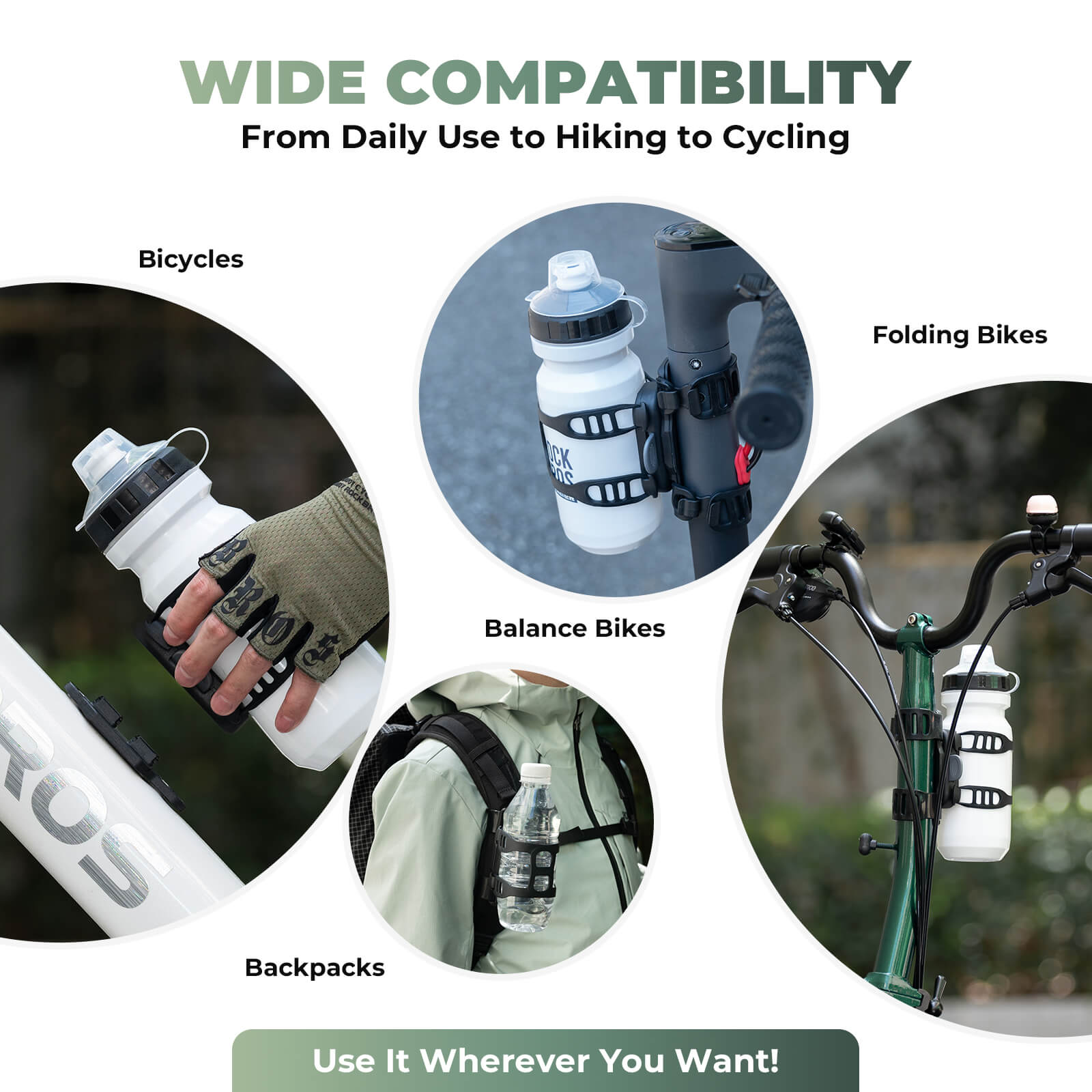 rockbros magnetic strap-on bike bottle cage for quick release and easy mounting.
#options_Standard Hold