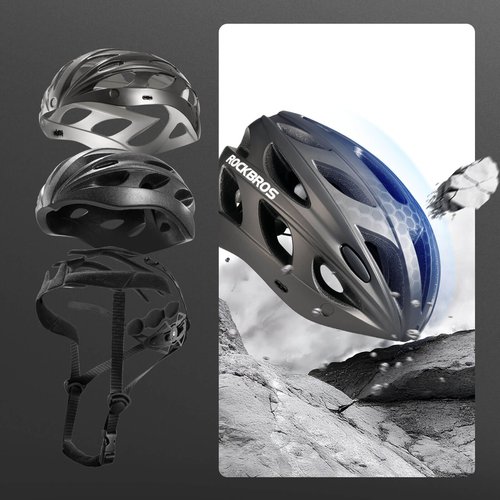 rockbros magnetic goggles cycling helmet for road and mountain biking.
#color_blueviolet