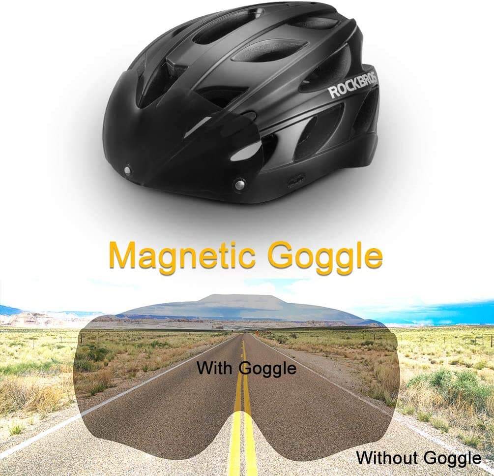 rockbros magnetic goggles cycling helmet for road and mountain biking.
#color_blueviolet