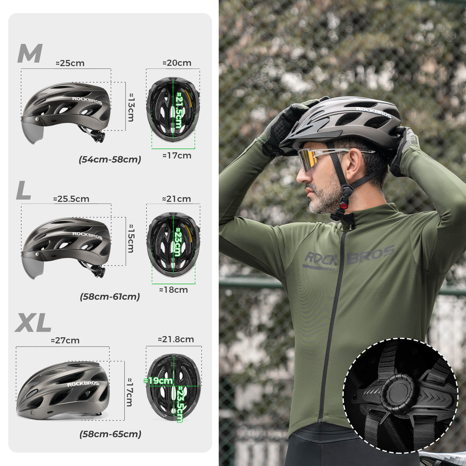 rockbros magnetic goggles cycling helmet for road and mountain biking.
#color_blueviolet