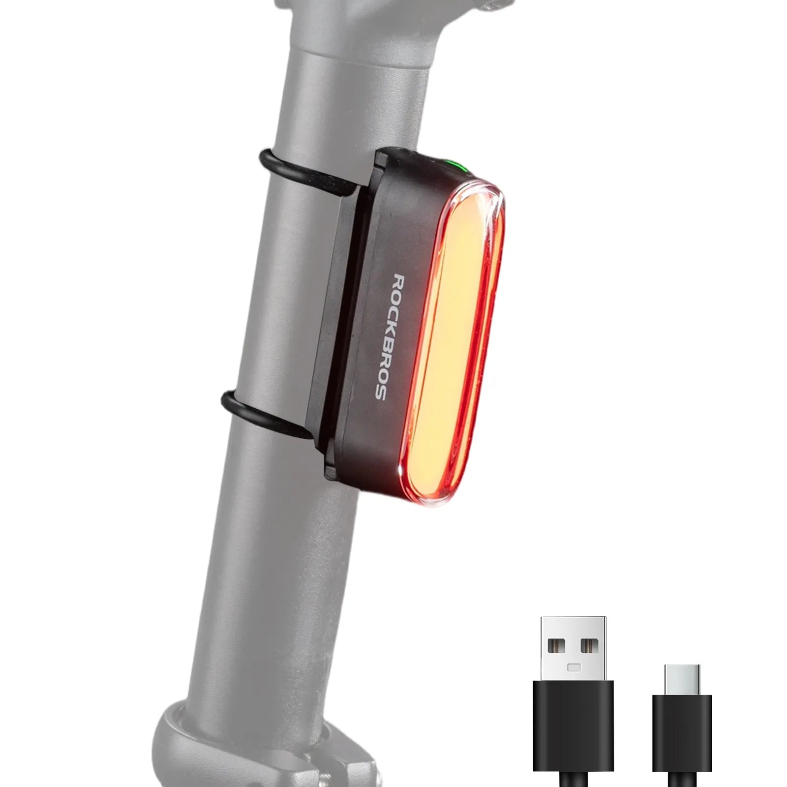 ROCKBROS Magnetic Smart Tail Light with brake sensing and IPX6 waterproof design.