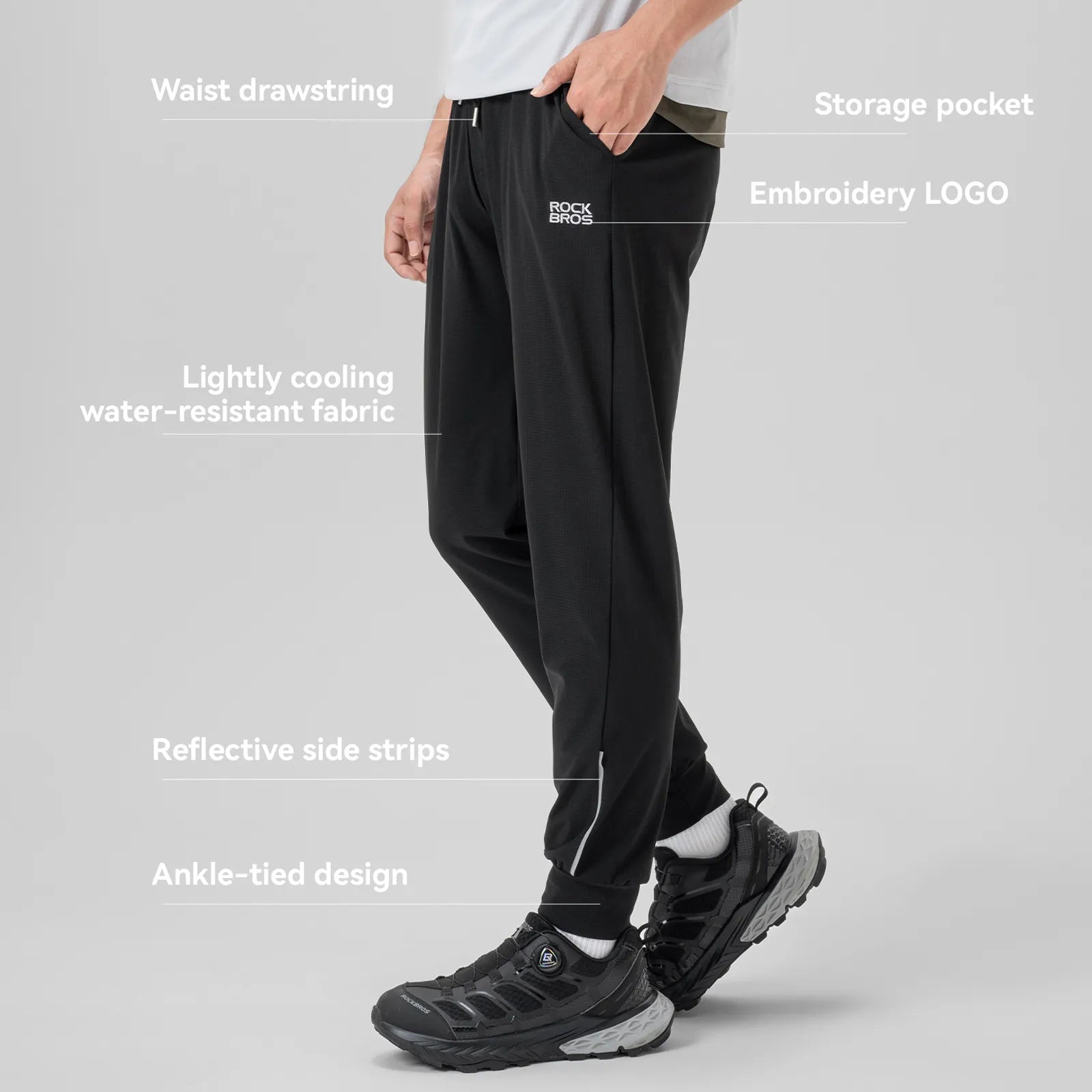 ROCKBROS Men's Breathable Cycling Pants with Tapered Fit and Ankle Cuffs - Professional Biking Trousers