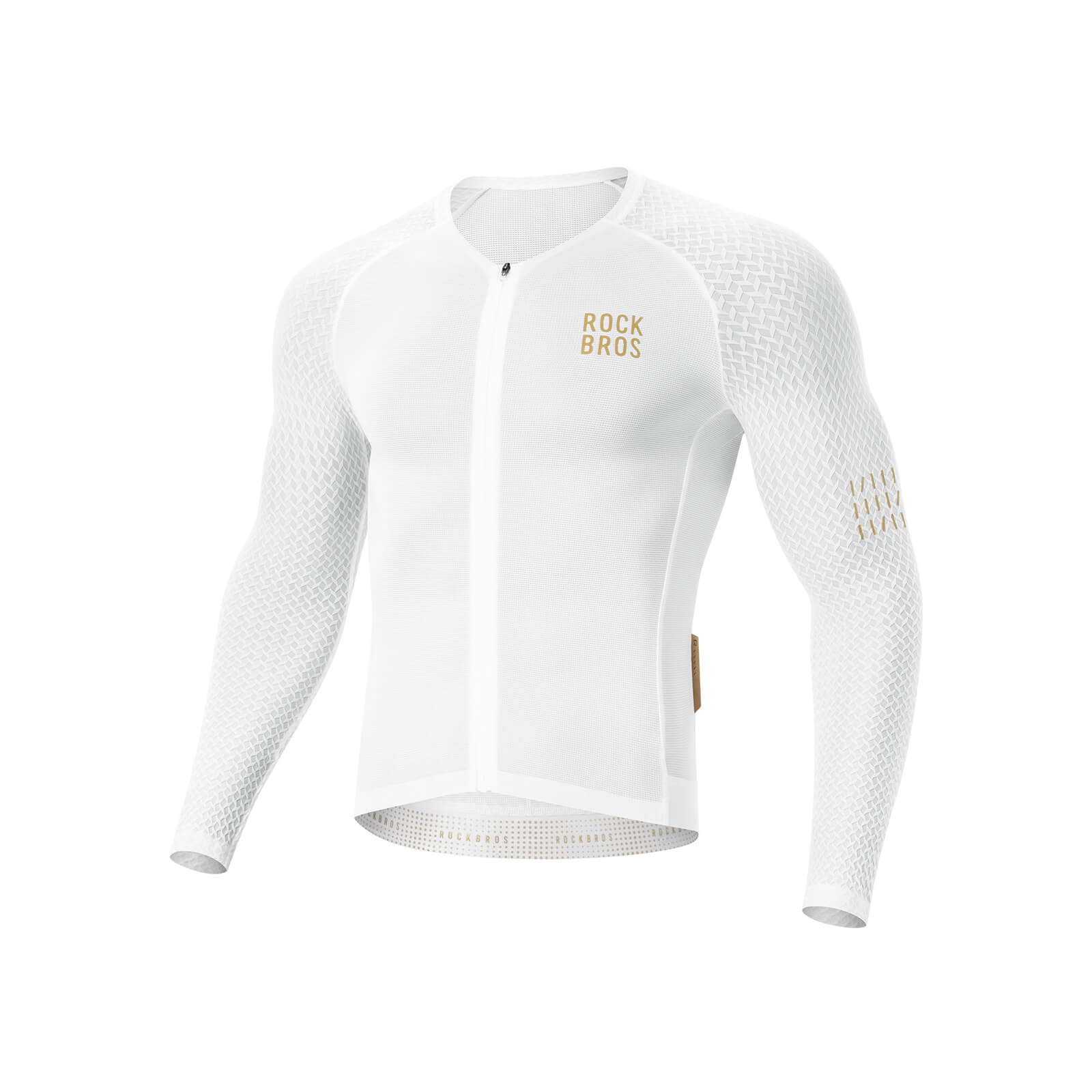 ROCKBROS Men's Long-Sleeved Cycling Jersey with 3D Cut Diamond Fit
#color_white