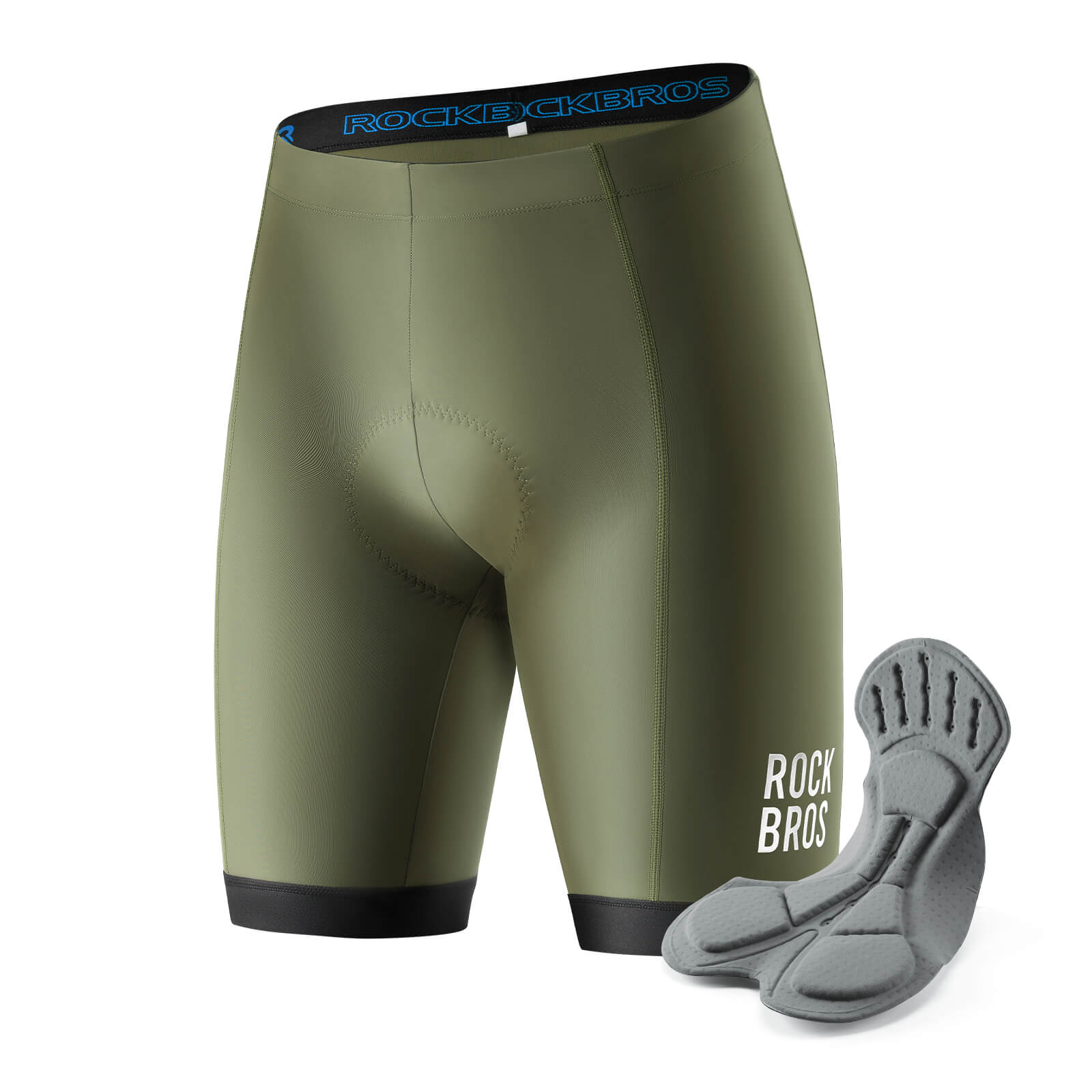 ROCKBROS men's padded MTB cycling shorts for mountain biking comfort.
#color_green