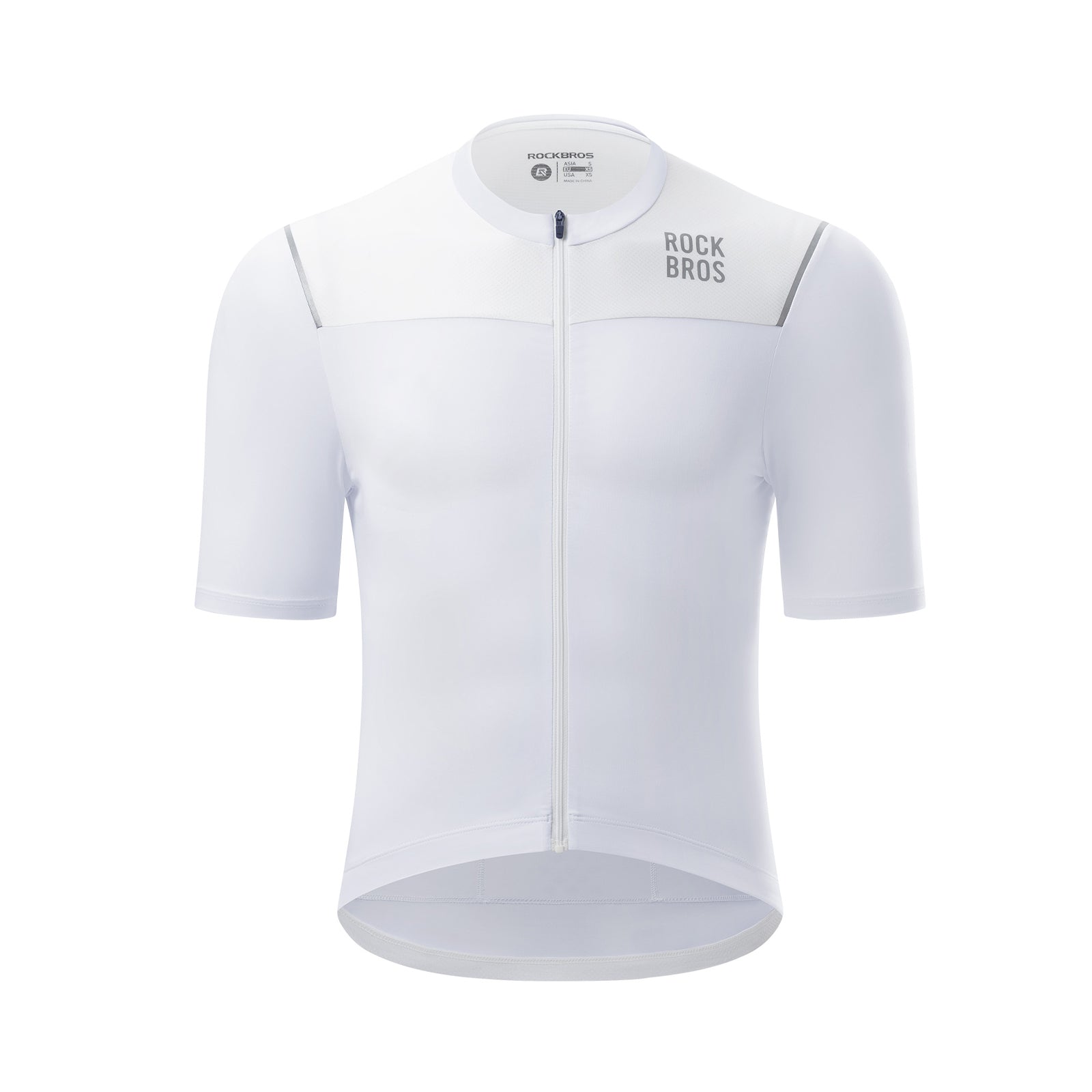 ROCKBROS Men's Short Sleeve Road Cycling Jersey in Front View - Moisture Wicking Athletic Bike Shirt