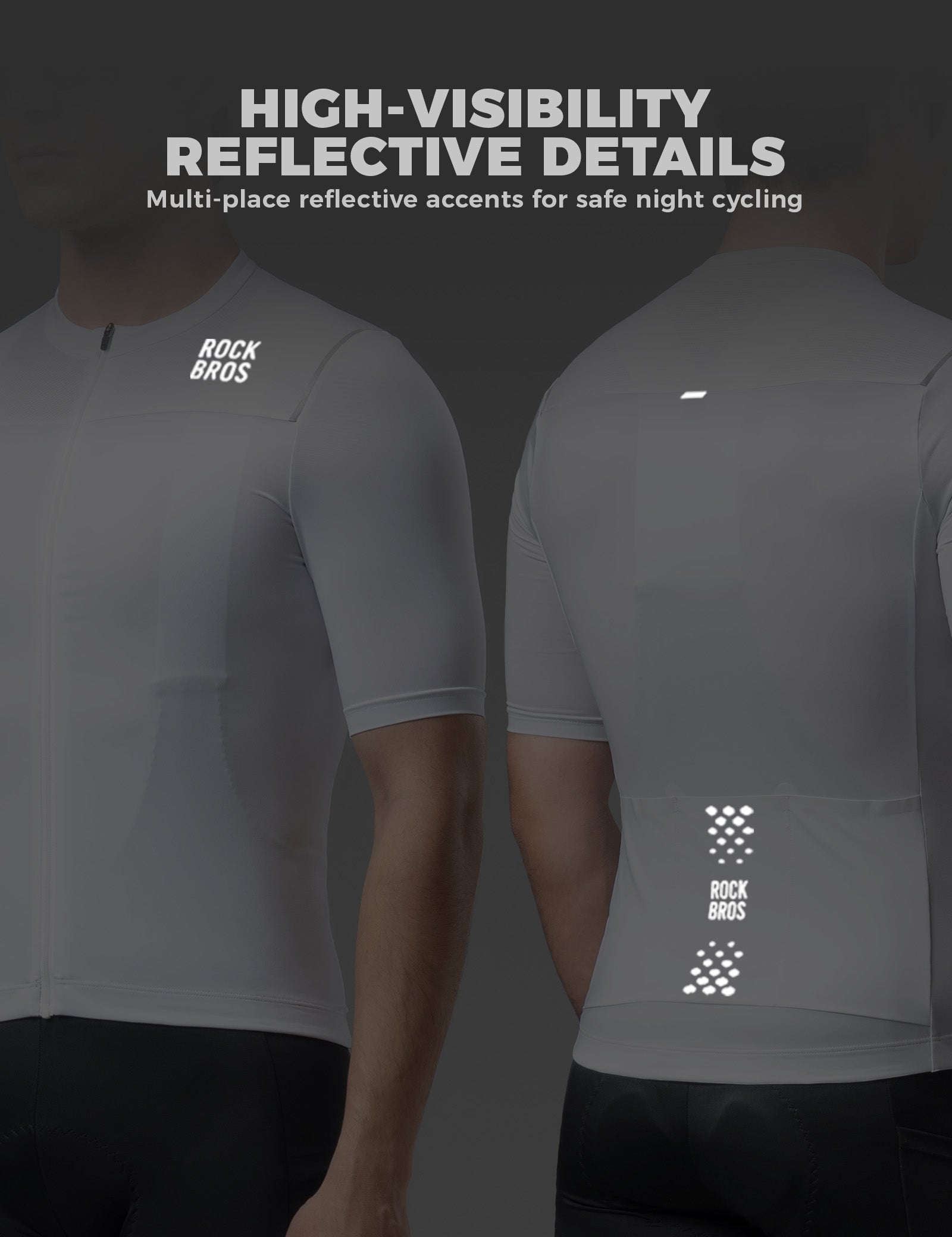 ROCKBROS Men's Short Sleeve Road Cycling Jersey in Front View - Moisture Wicking Athletic Bike Shirt