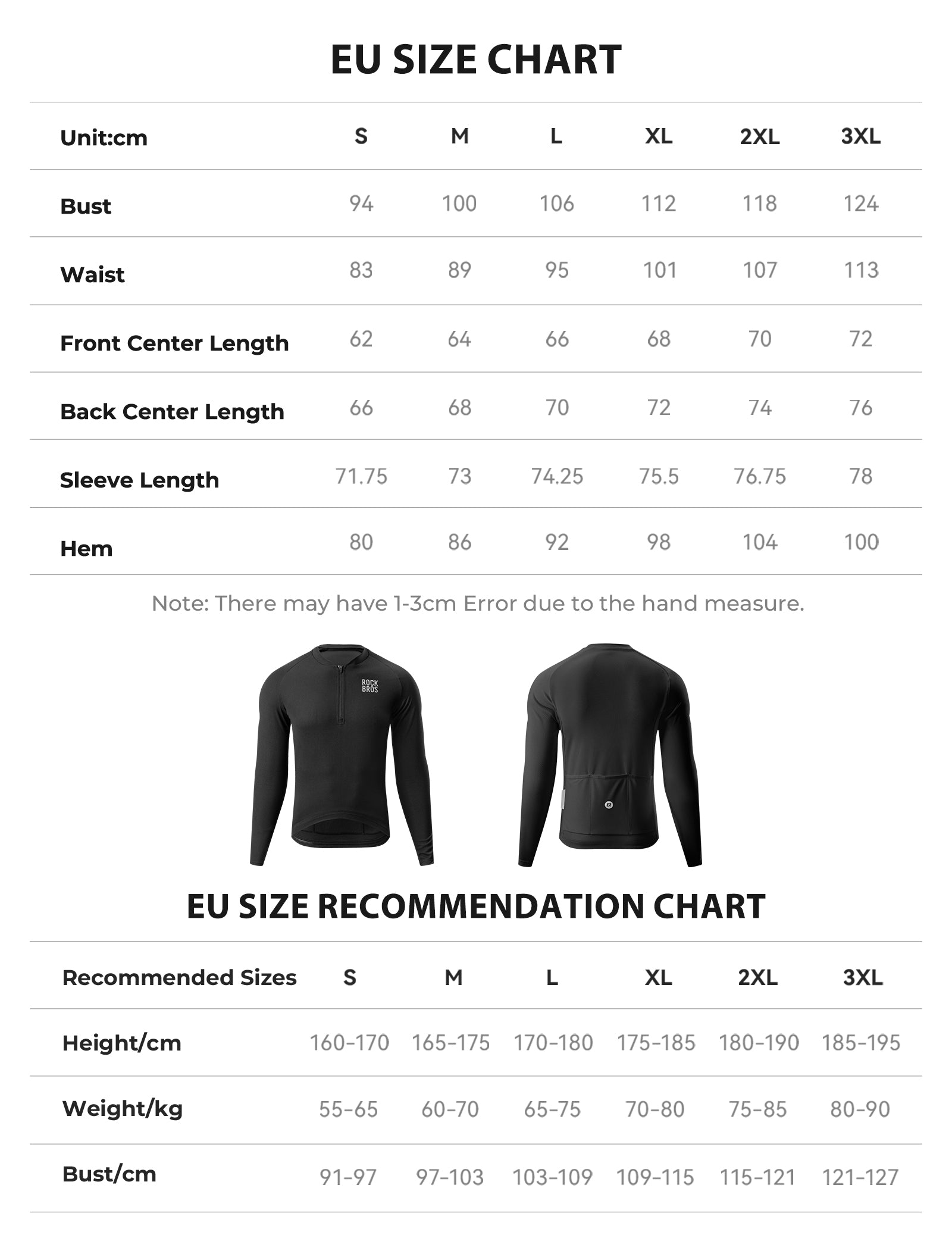 ROCKBROS Men's Zephyra Long Sleeve Cycling Jersey - Lightweight Breathable Half Zip Bike Shirt Front View.
#color_black