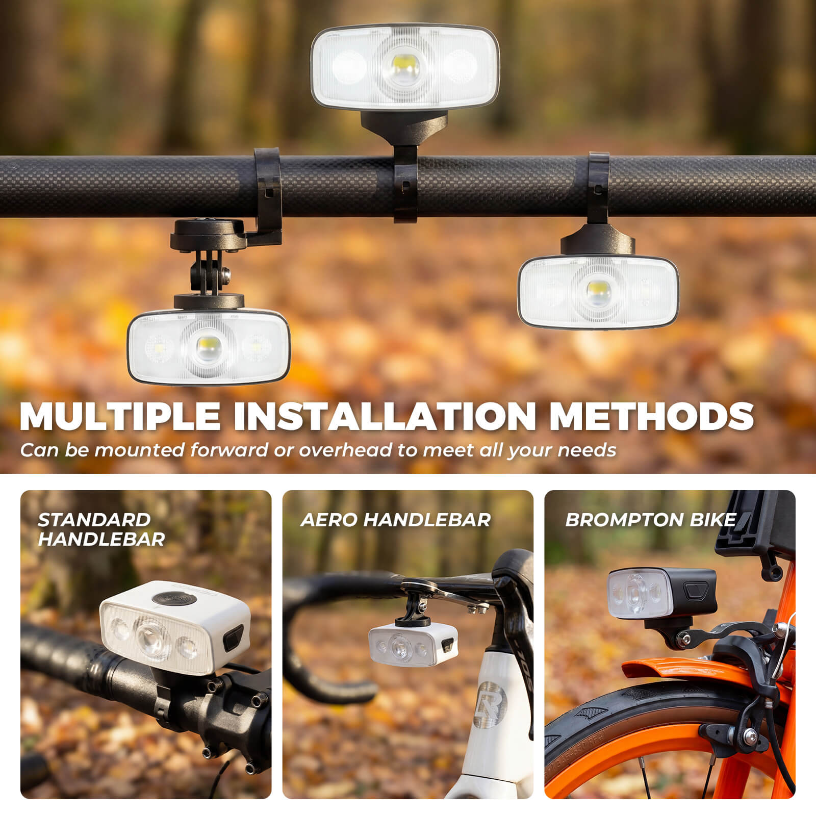 ROCKBROS Mini Bike Front Light - Ultra Bright LED Safety Torch for Night Riding.
#color_black