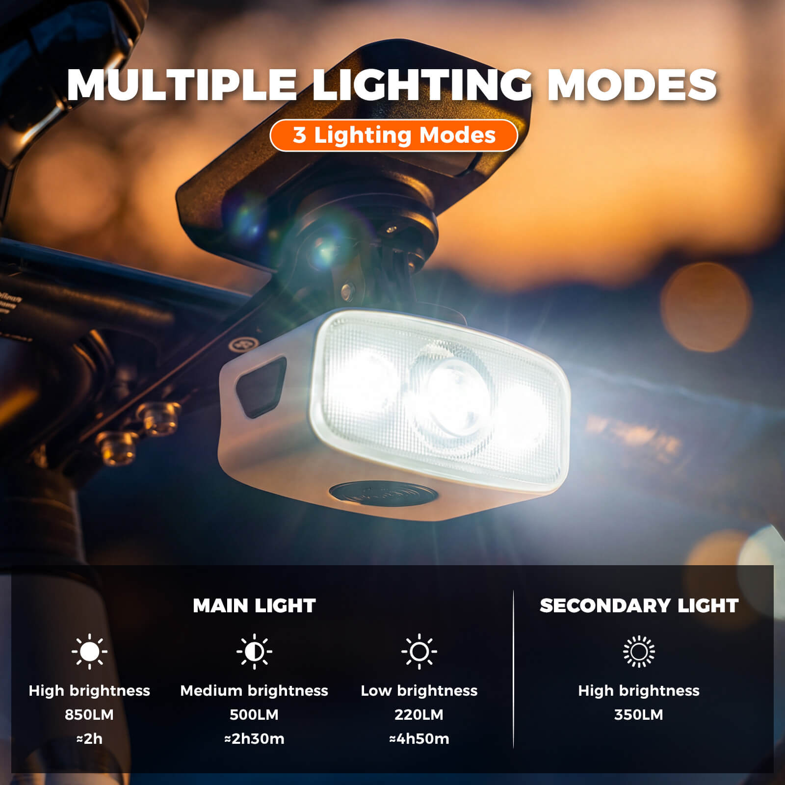 ROCKBROS Mini Bike Front Light - Ultra Bright LED Safety Torch for Night Riding.
#color_white
