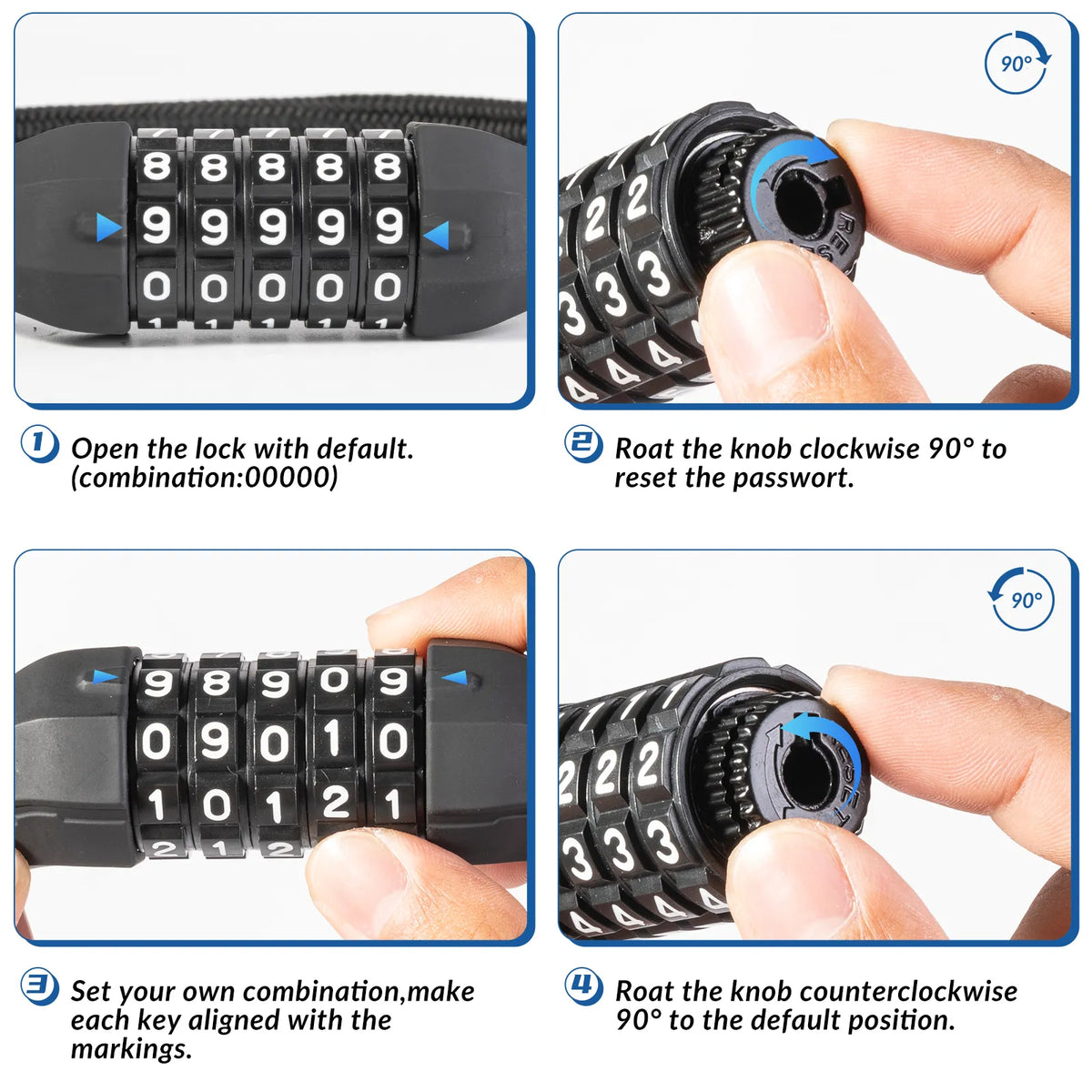 Mini Bike Lock Zinc Alloy Head 4-Digit Combination