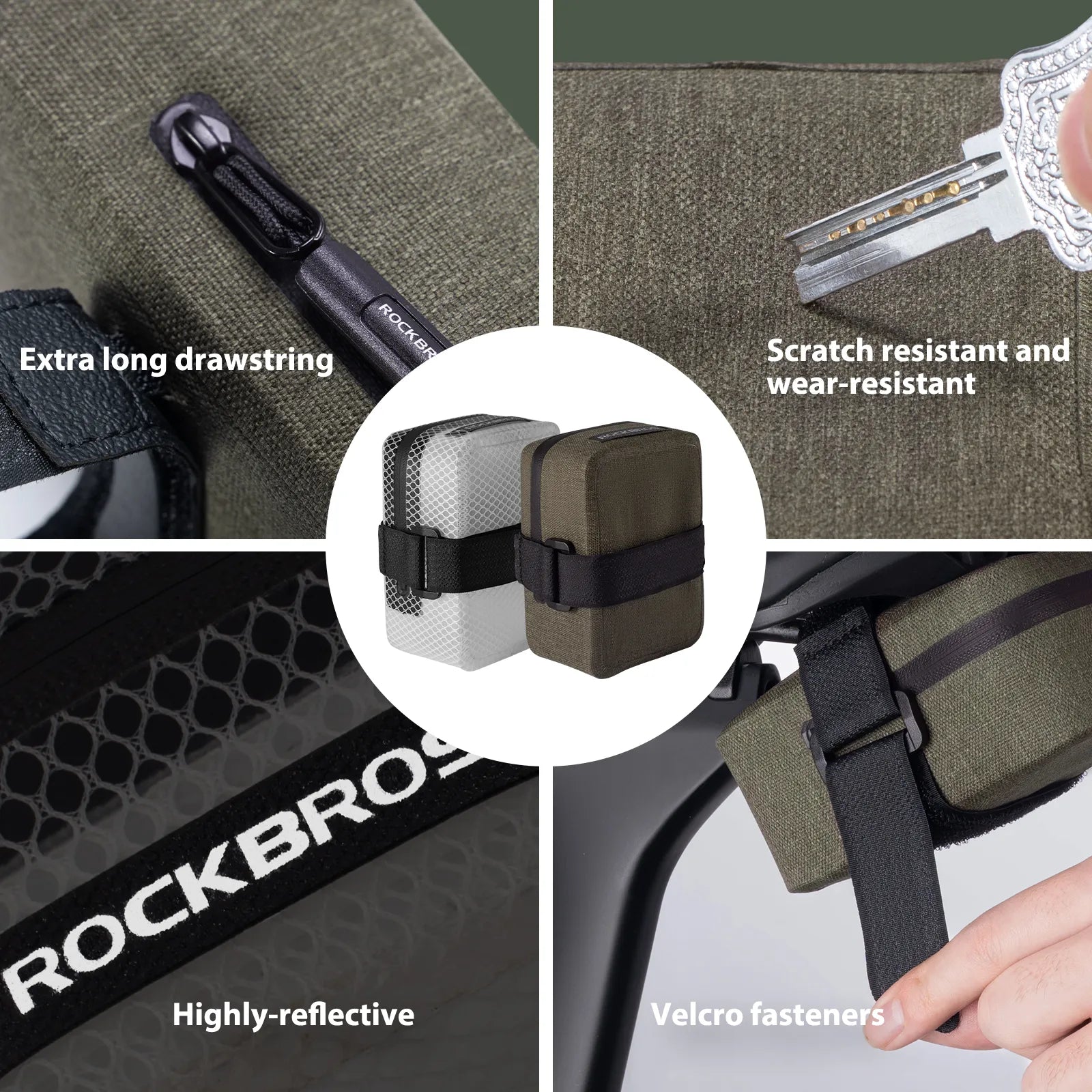 Rockbros AS-137 0.4L compact waterproof saddle bag mounted under a bicycle seat
#color_white