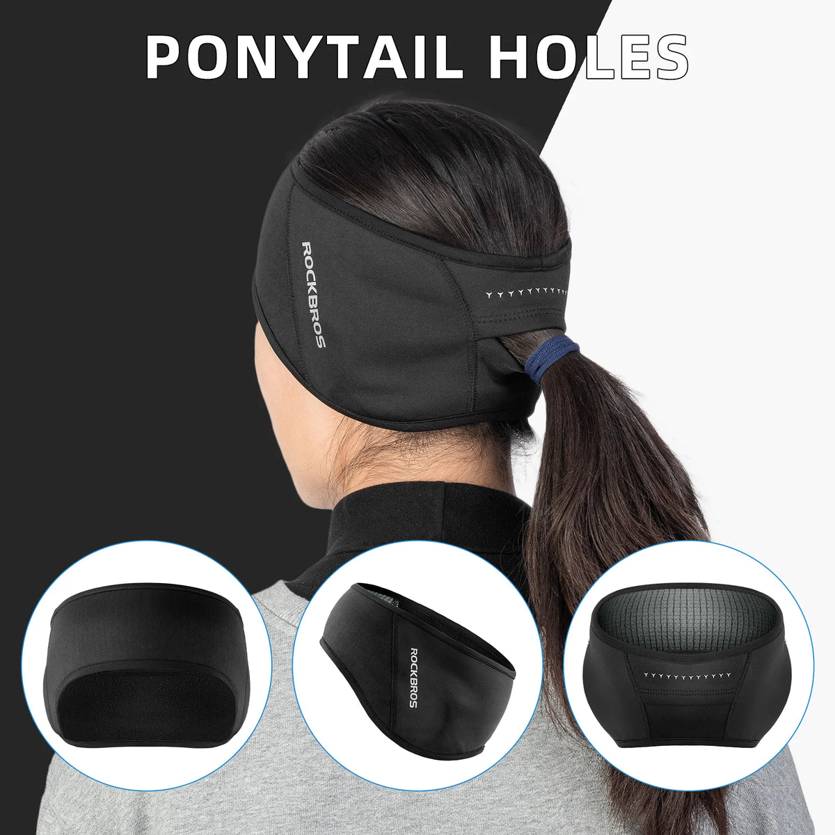 Winter Thermal Ear Warmer Headband with Ponytail Opening.
#options_women