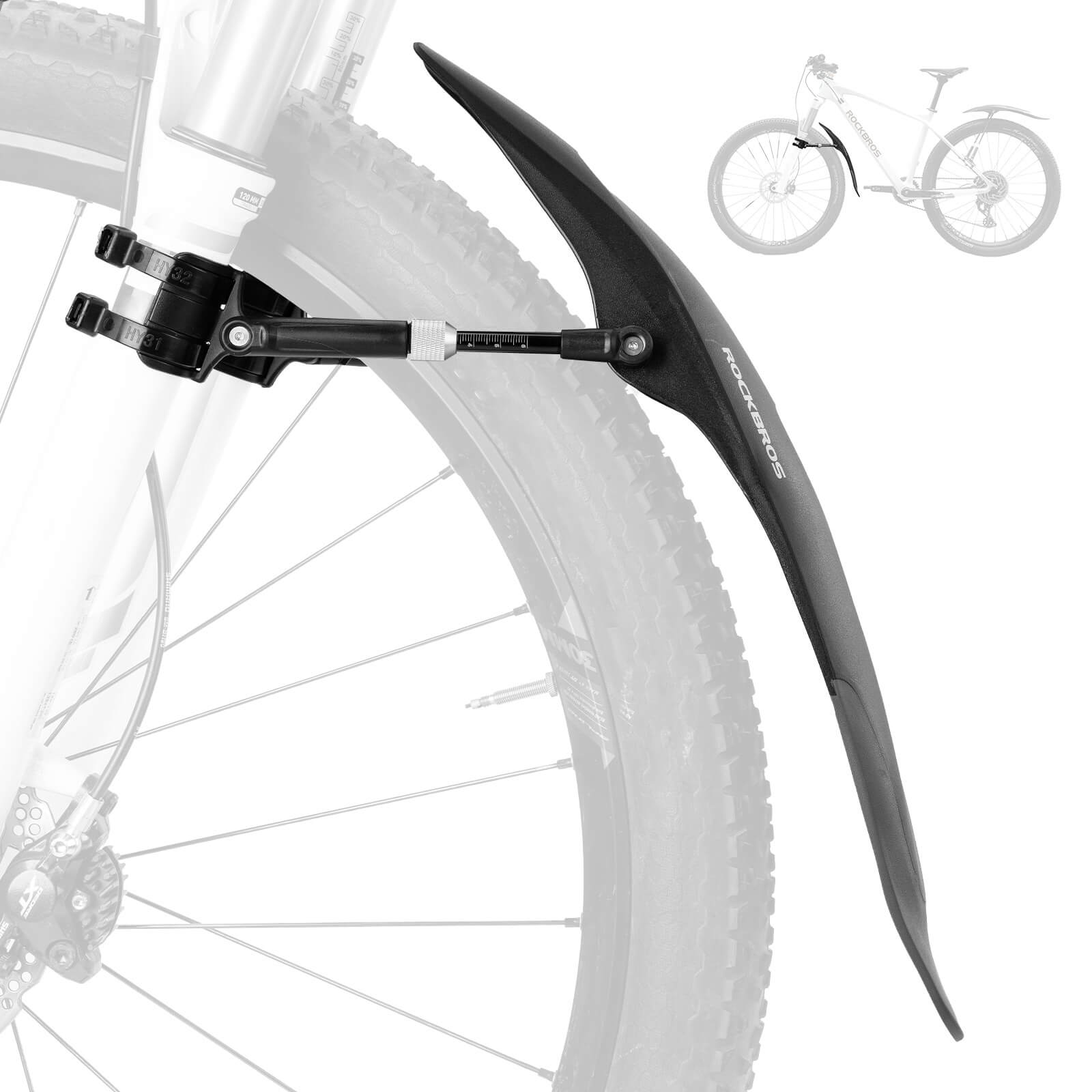 ROCKBROS Mountain Bike Mudguards Set, Adjustable Front and Rear Fenders for 26-29 inch MTB
#options_Front Fender