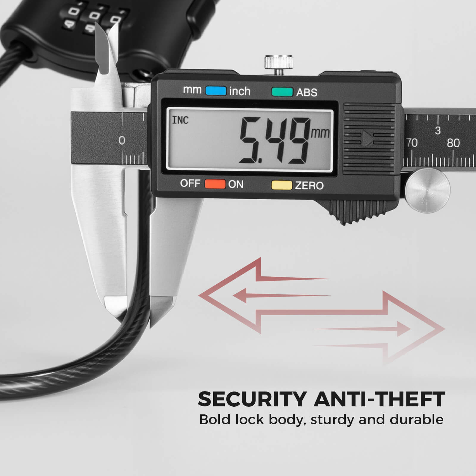 rockbros compact steel cable lock for outdoor security
#color_black