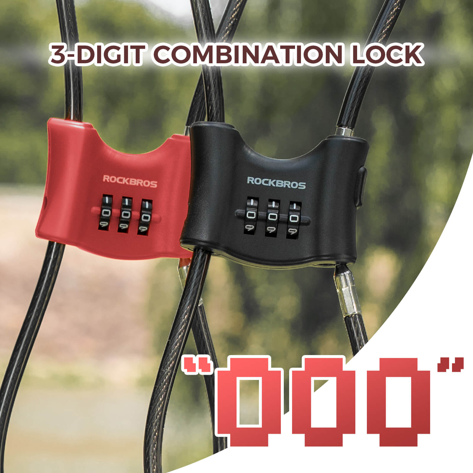 rockbros compact steel cable lock for outdoor security
#color_black