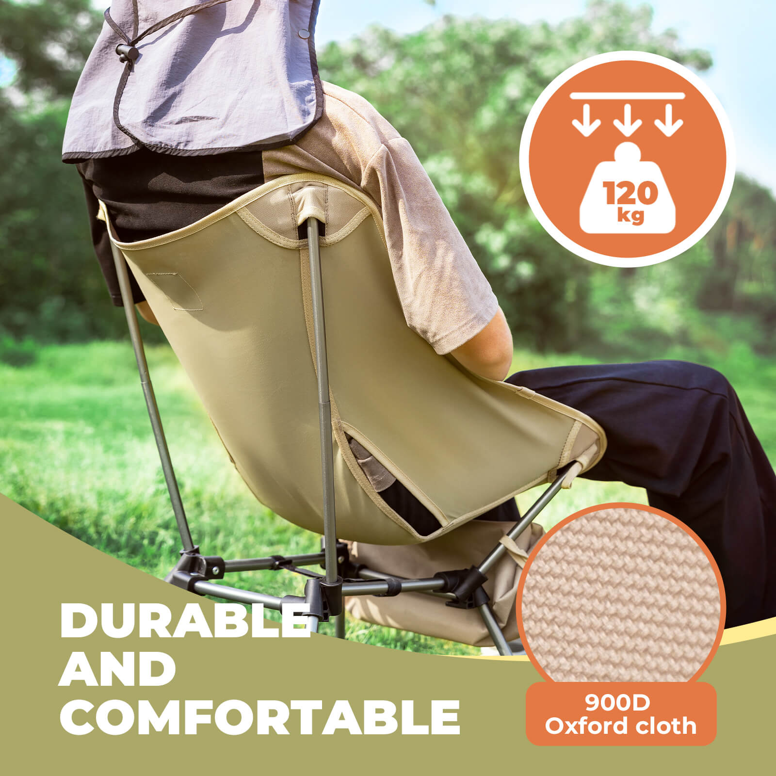 rockbros lightweight and easy carry camping chair.
#color_army green