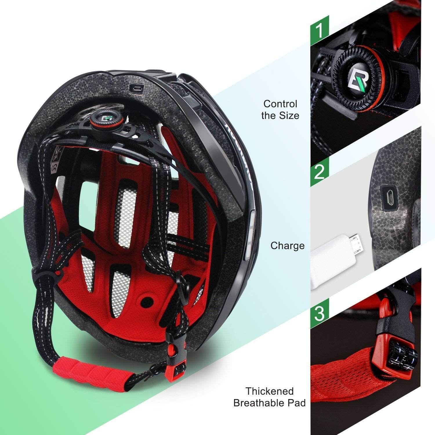 ROCKBROS ultralight bike helmet light for night cycling with EPS safety design.
#color_black