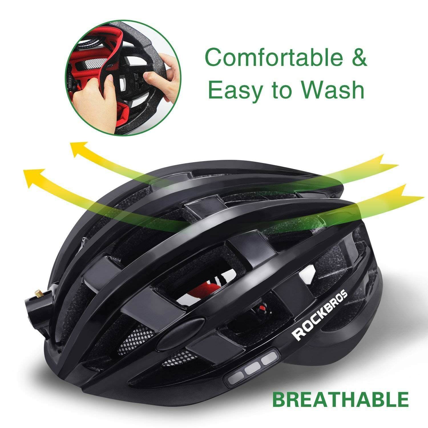 ROCKBROS ultralight bike helmet light for night cycling with EPS safety design.
#color_red