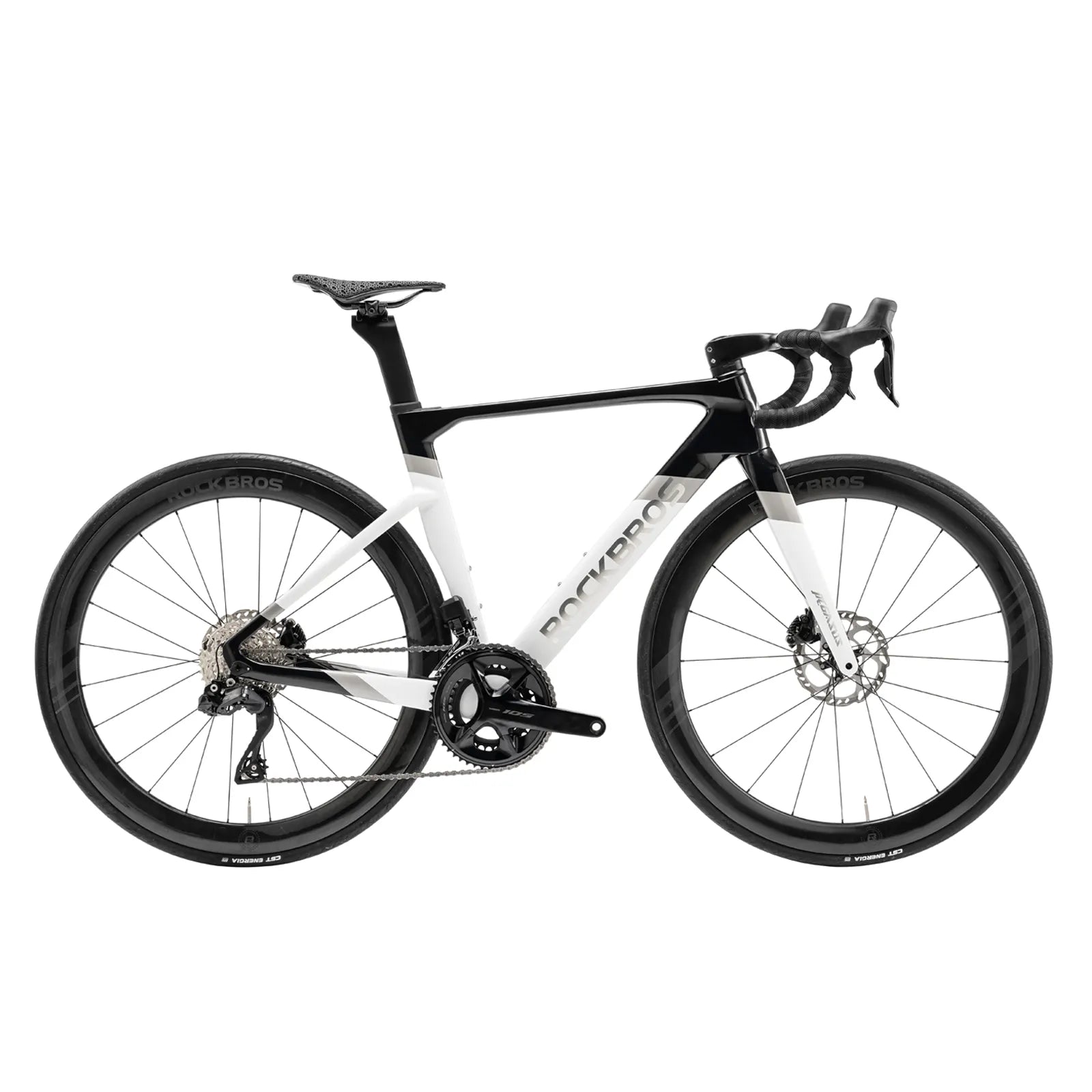 Rockbros PGZ Carbon Fiber Road Bike in black and white Gradient Finish - Professional Racing Bicycle.
#kits_Shimano R7170 kit