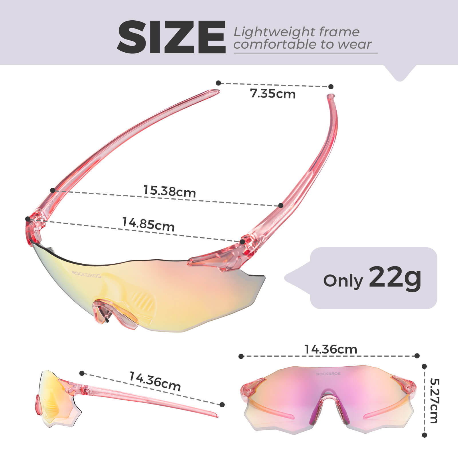 rockbros photochromic cycling glasses uv400 protection tr90 lightweight frame for outdoor riding
#color_Gold(PC lences, not Polarized and Photochromic)