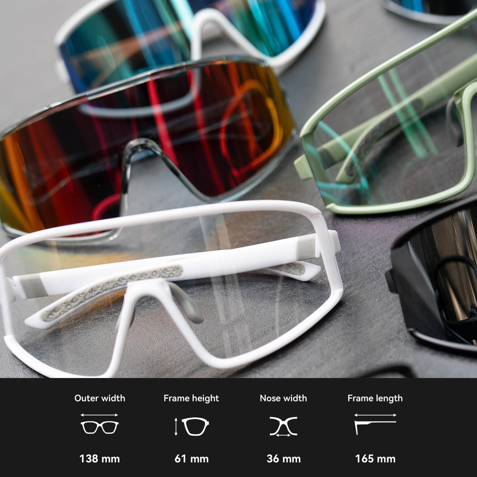 rockbros polarised uv400 cycling glasses worn while riding.
#color_grey