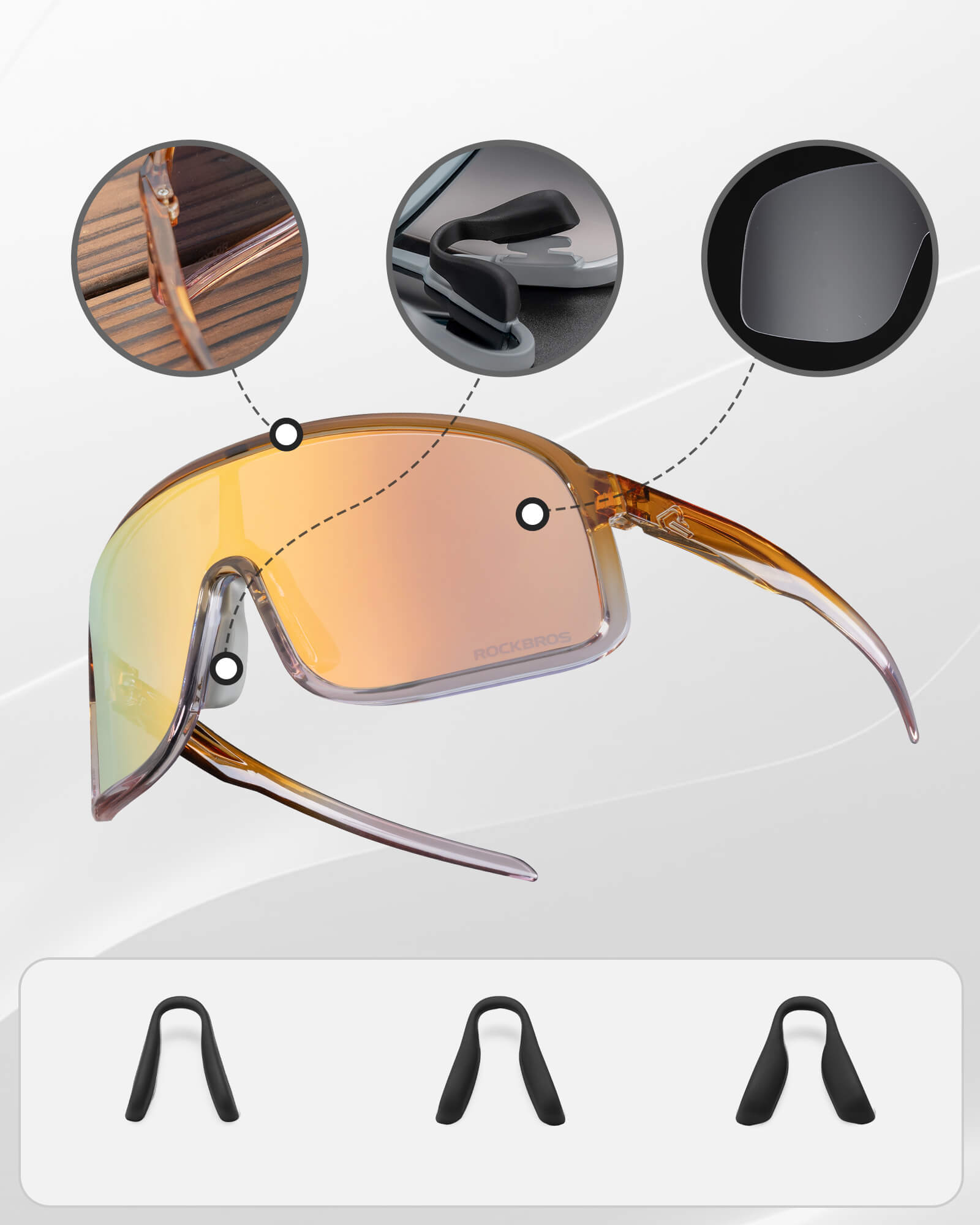 rockbros polarized sports cycling glasses outdoor riding
#color_matte black