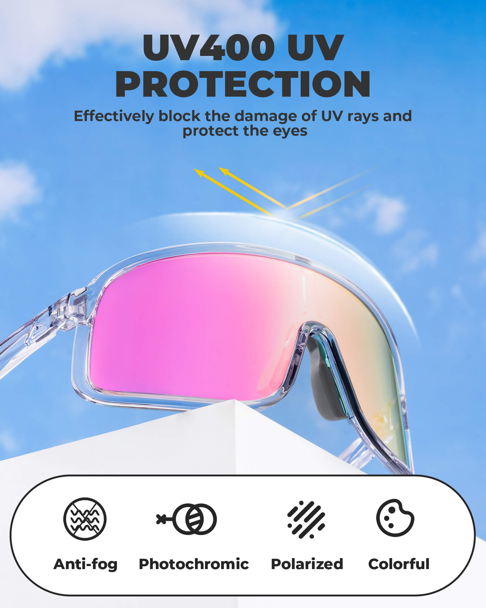 rockbros polarized sports cycling glasses outdoor riding
#color_clear black