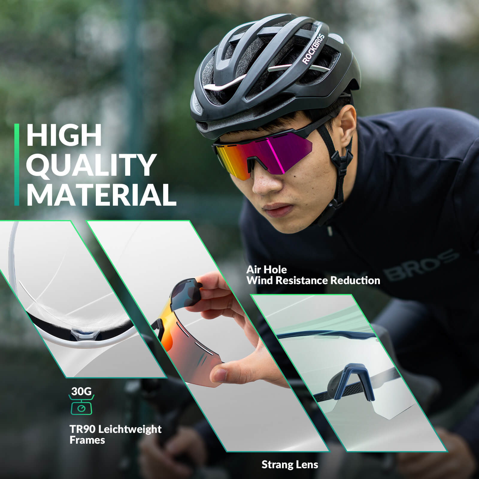 rockbros polarized cycling sunglasses for road and mountain riding.
#color_white