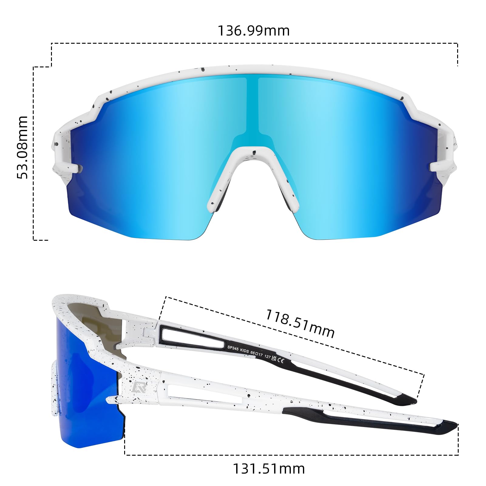 ROCKBROS Polarized Youth Kids UV400 Cycling Sports Sunglasses
#Color_White Blue