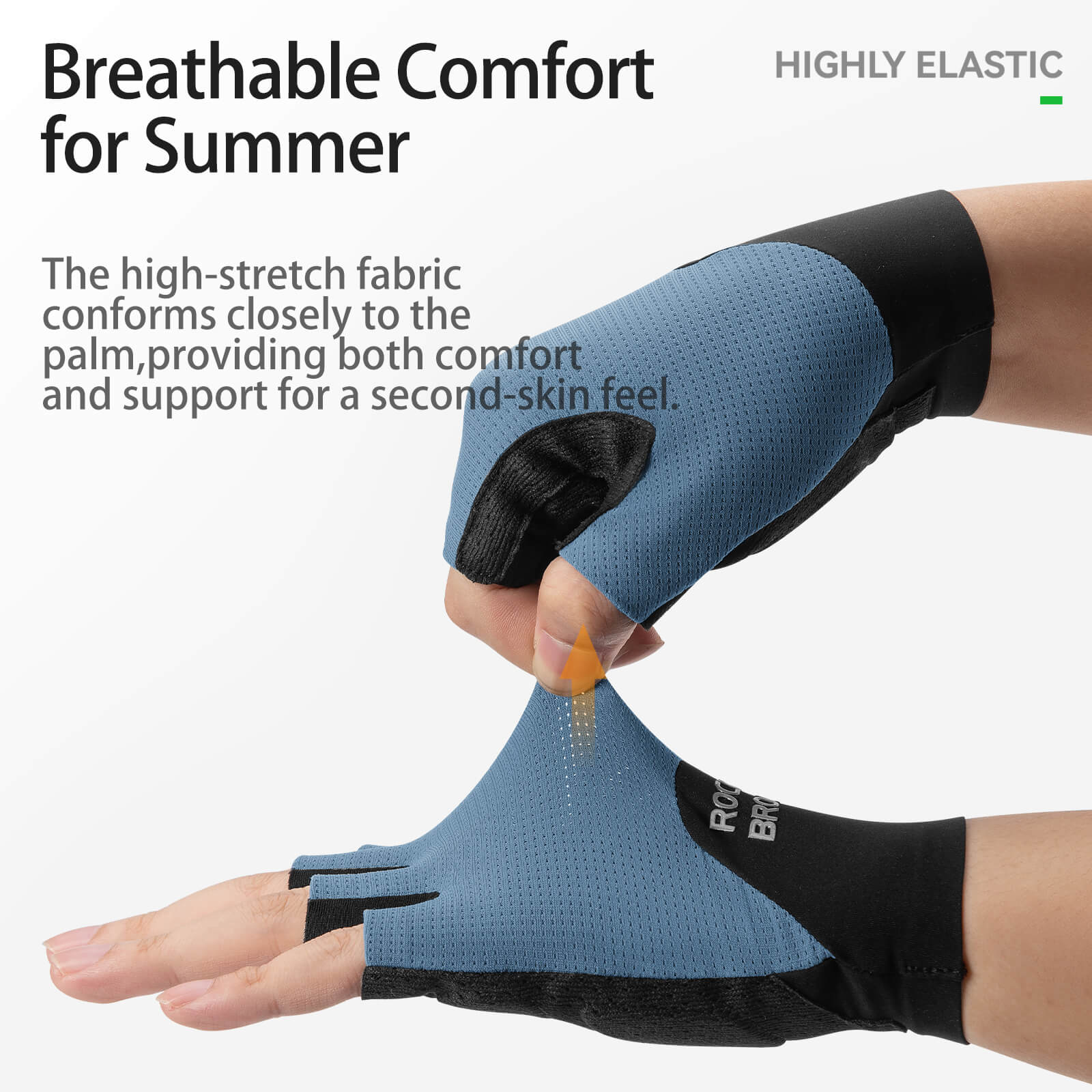 ROCKBROS Padded Half Finger Riding Gloves with Poron XRD Cushioning.
#color_white