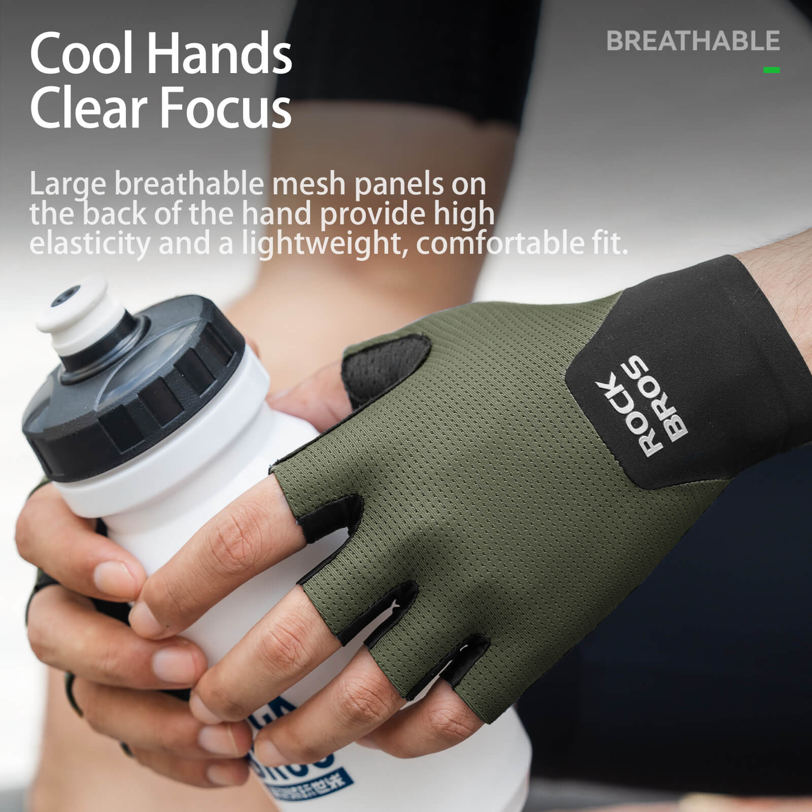 ROCKBROS Padded Half Finger Riding Gloves with Poron XRD Cushioning.
#color_white