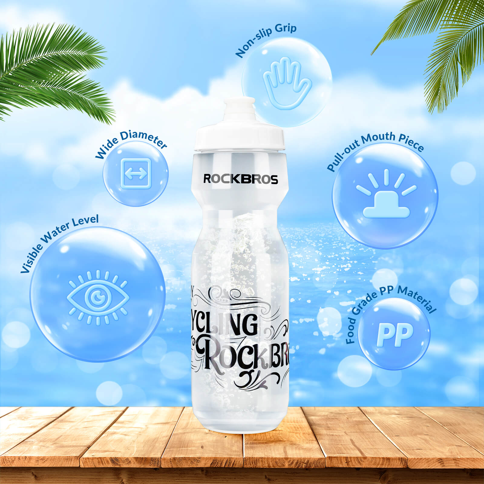 rockbros portable sports water bottle for cycling and outdoor fitness