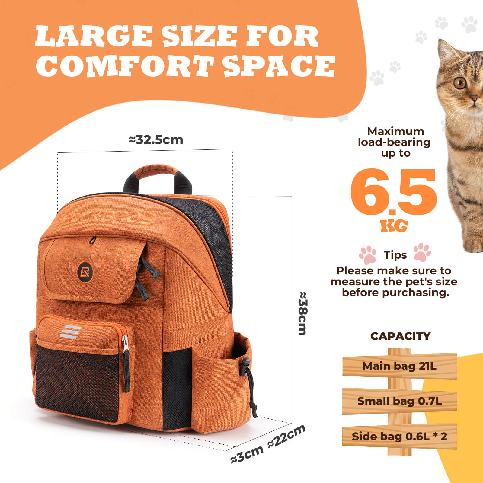 ROCKBROS portable pet friendly folding bike handlebar bag for commuting and outdoor rides
#color_orange