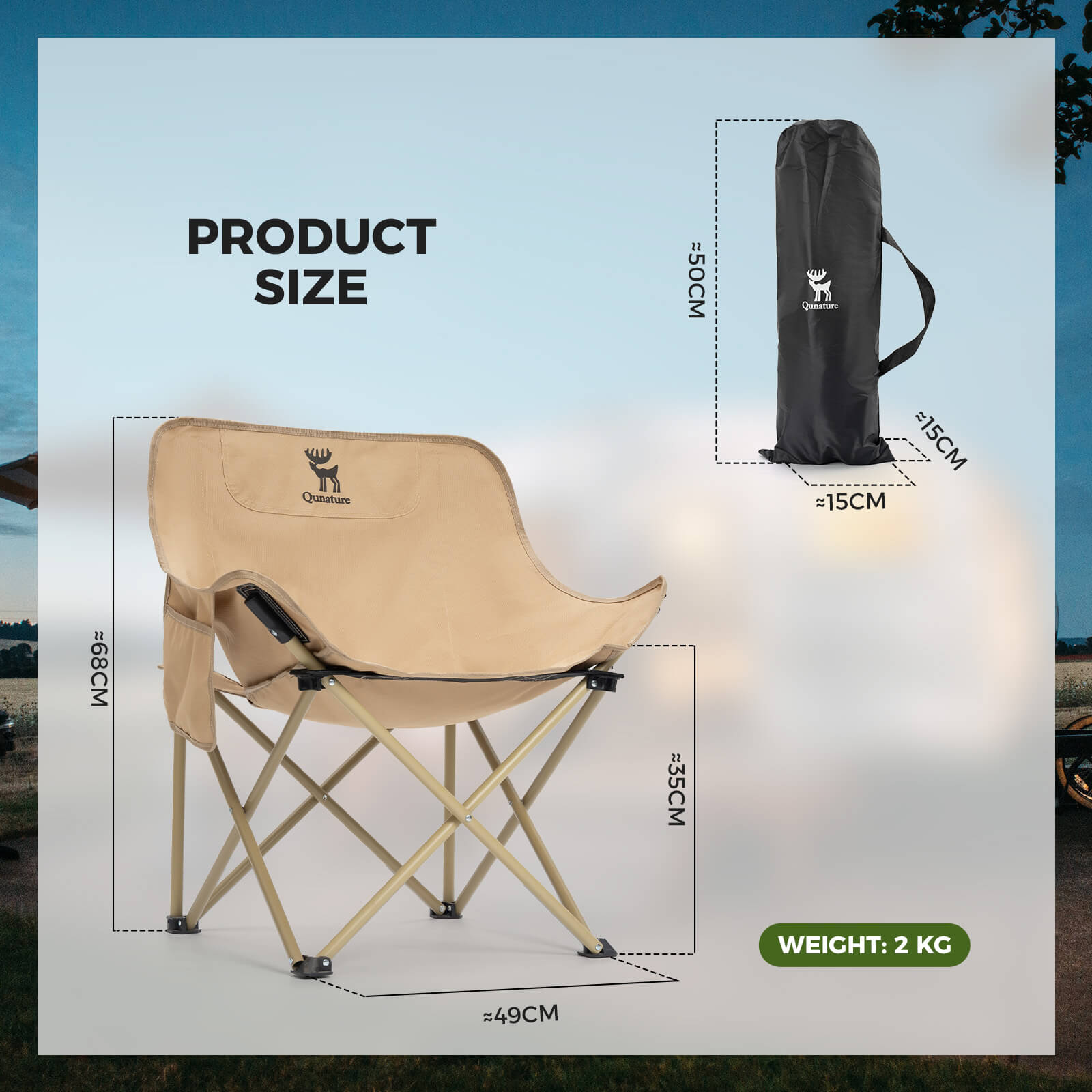 ROCKBROS durable folding moon chair for outdoor camping.
#color_black