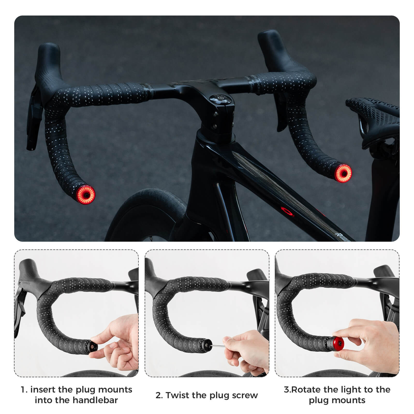 rockbros smart brake-sensing bike tail light for daily cycling safety.
#option_Handle plug light