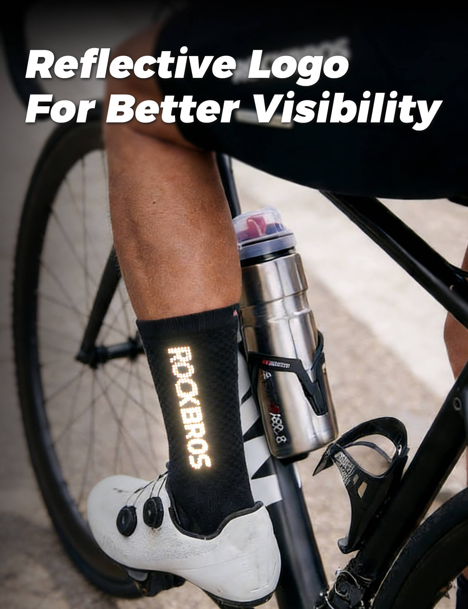 ROCKBROS reflective breathable cycling socks for road cycling.
#color_white