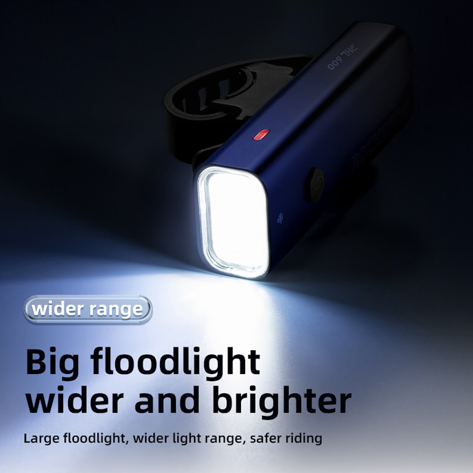 rockbros RHL600 high-lumen front light for night riding.
#option_600LM Blue