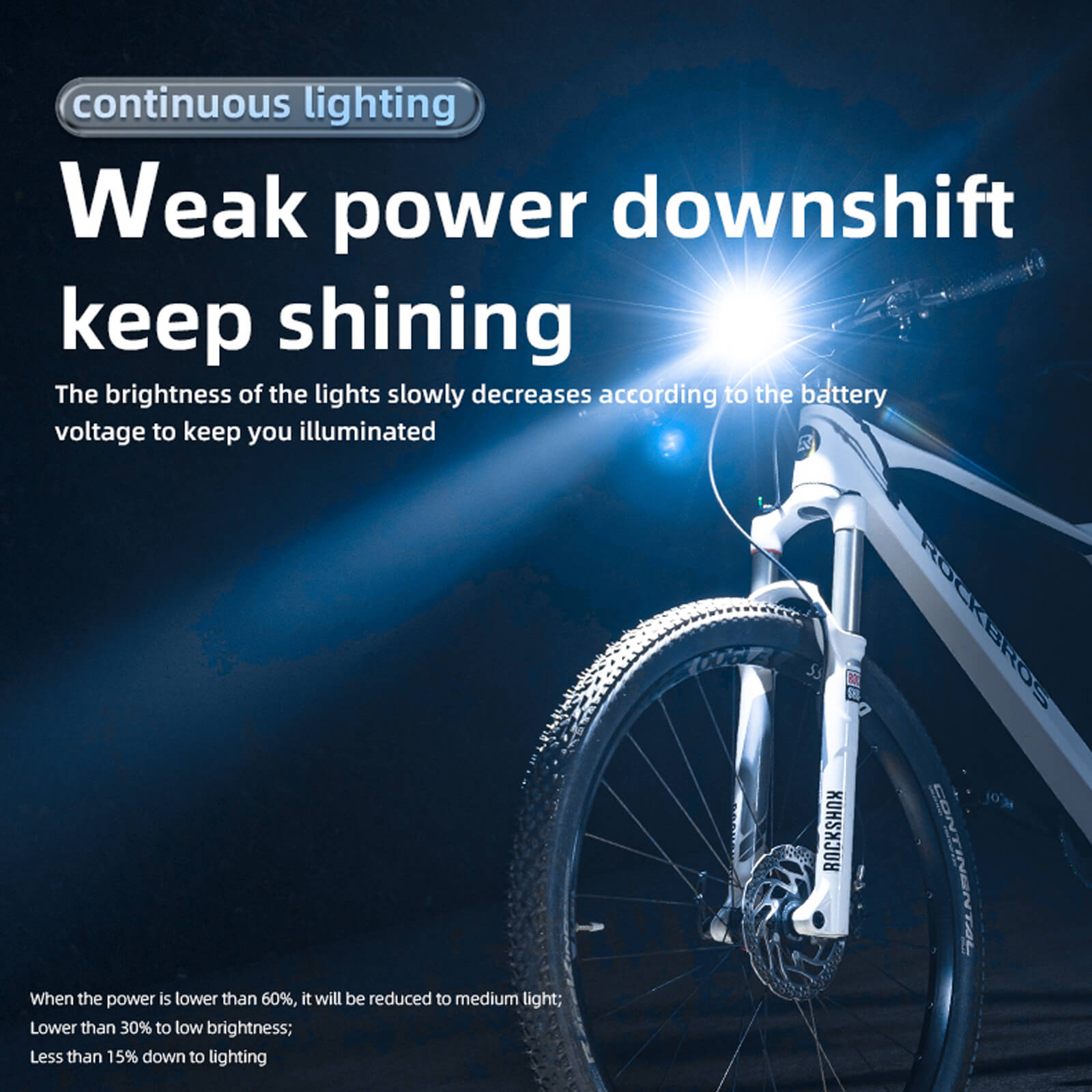 rockbros RHL600 high-lumen front light for night riding.
#option_600LM Blue