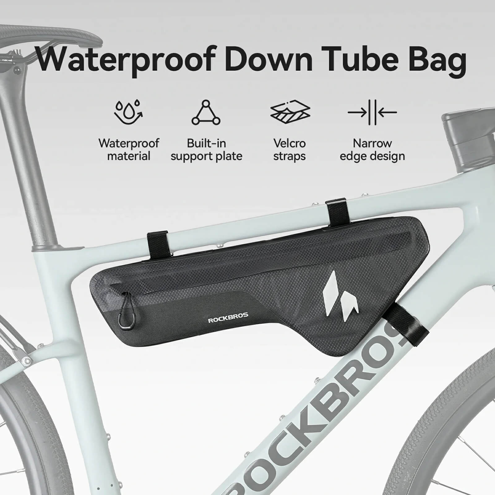 ROCKBROS rainproof bike bag protecting tools during rainy rides.