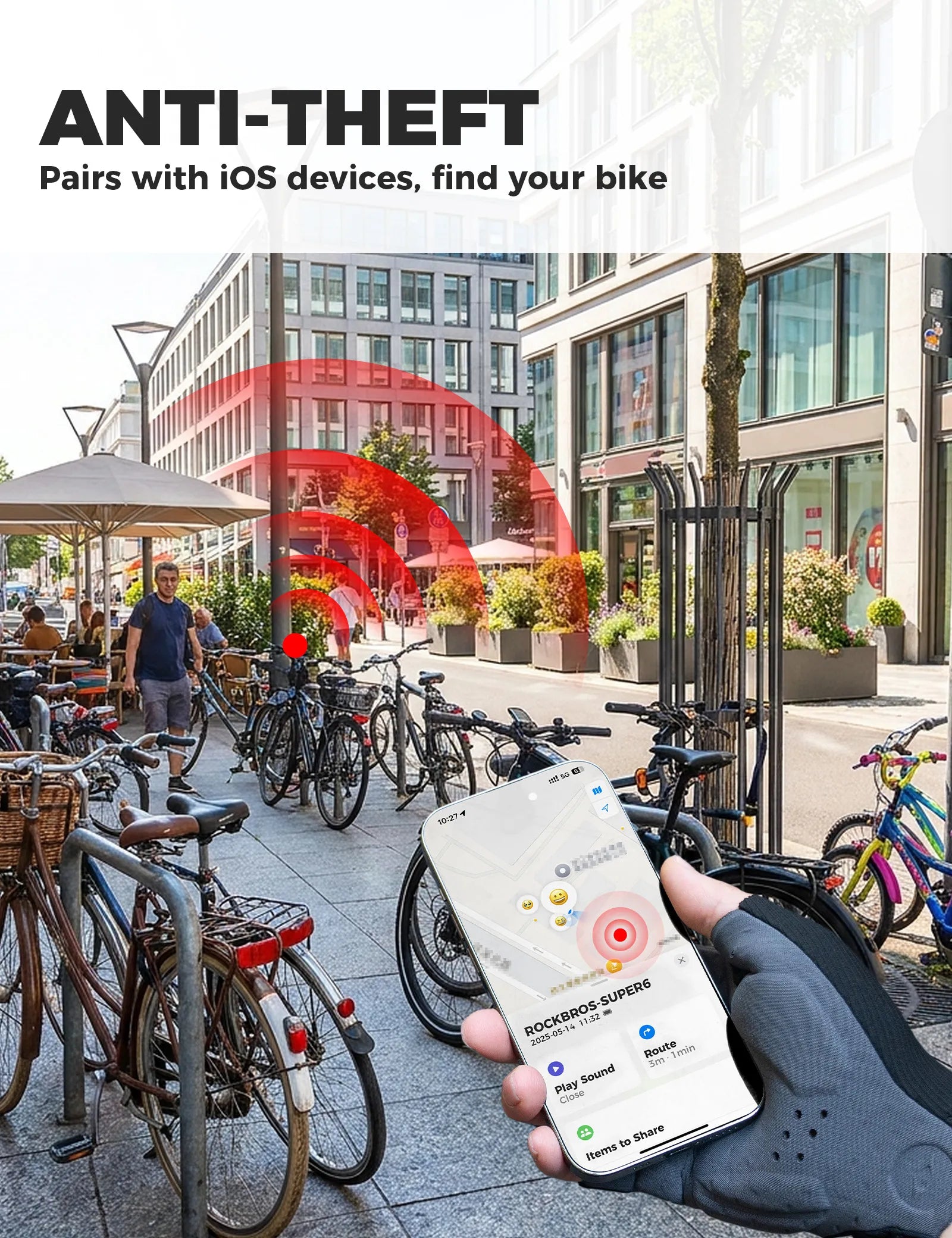 ROCKBROS Road To Sky smart bike rear light with brake sensor and USB-C rechargeable design