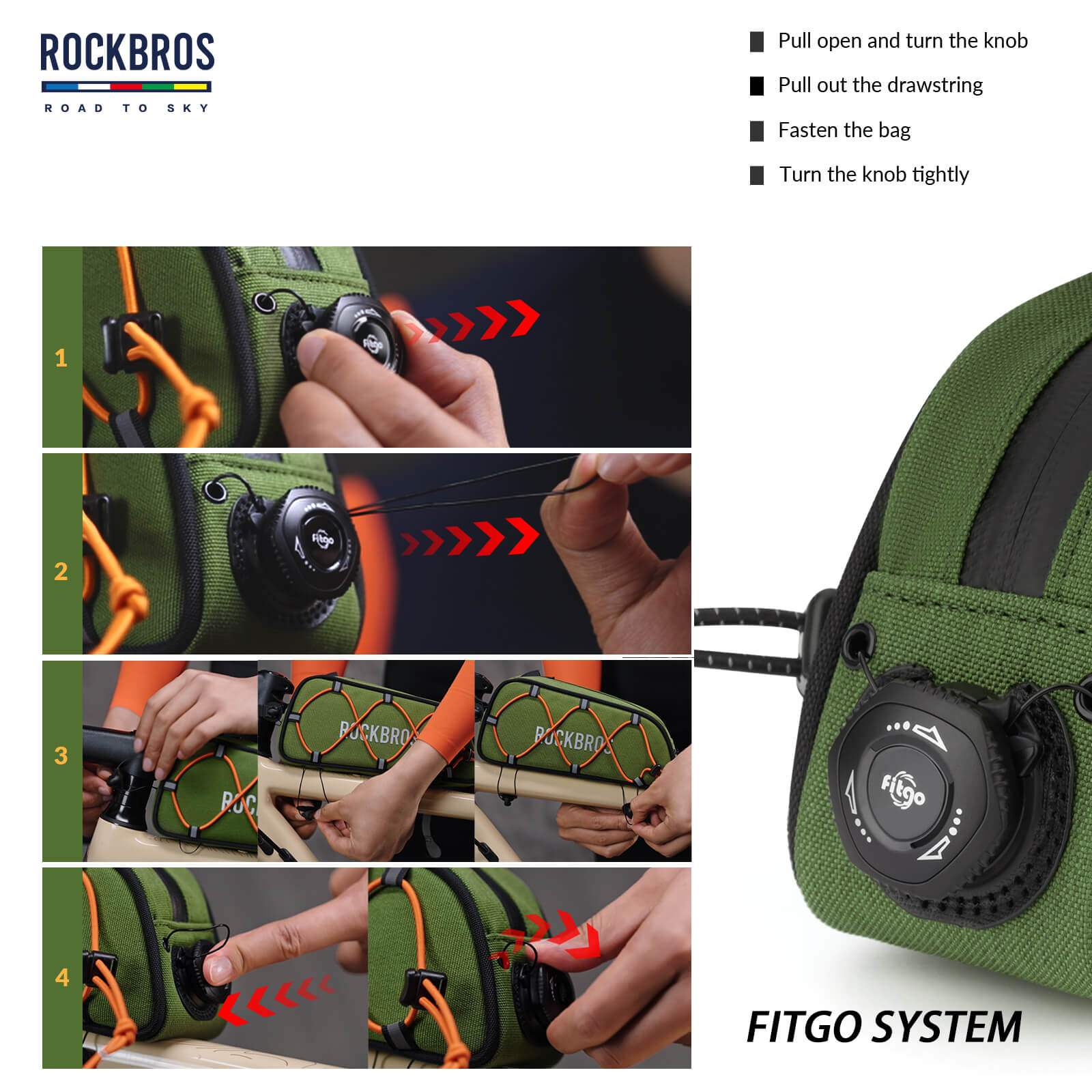 rockbros road to sky cycling bag one-click lock multi-colour.
#color_black
