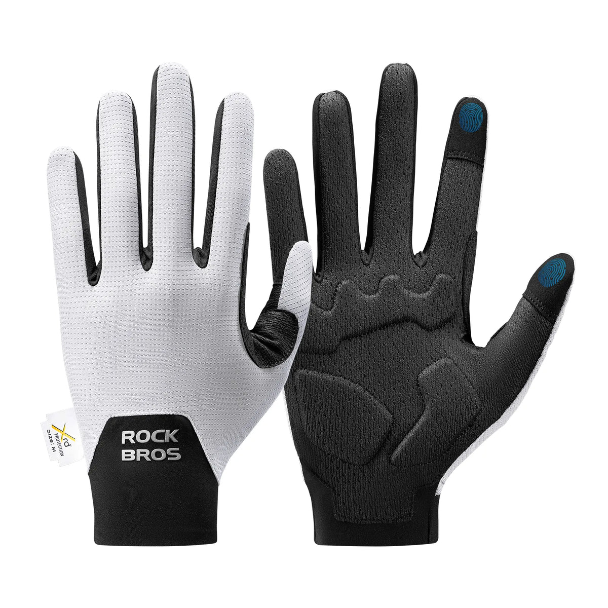 ROCKBROS S403-1 lightweight breathable and stretchy full-finger cycling gloves.
#colour_white