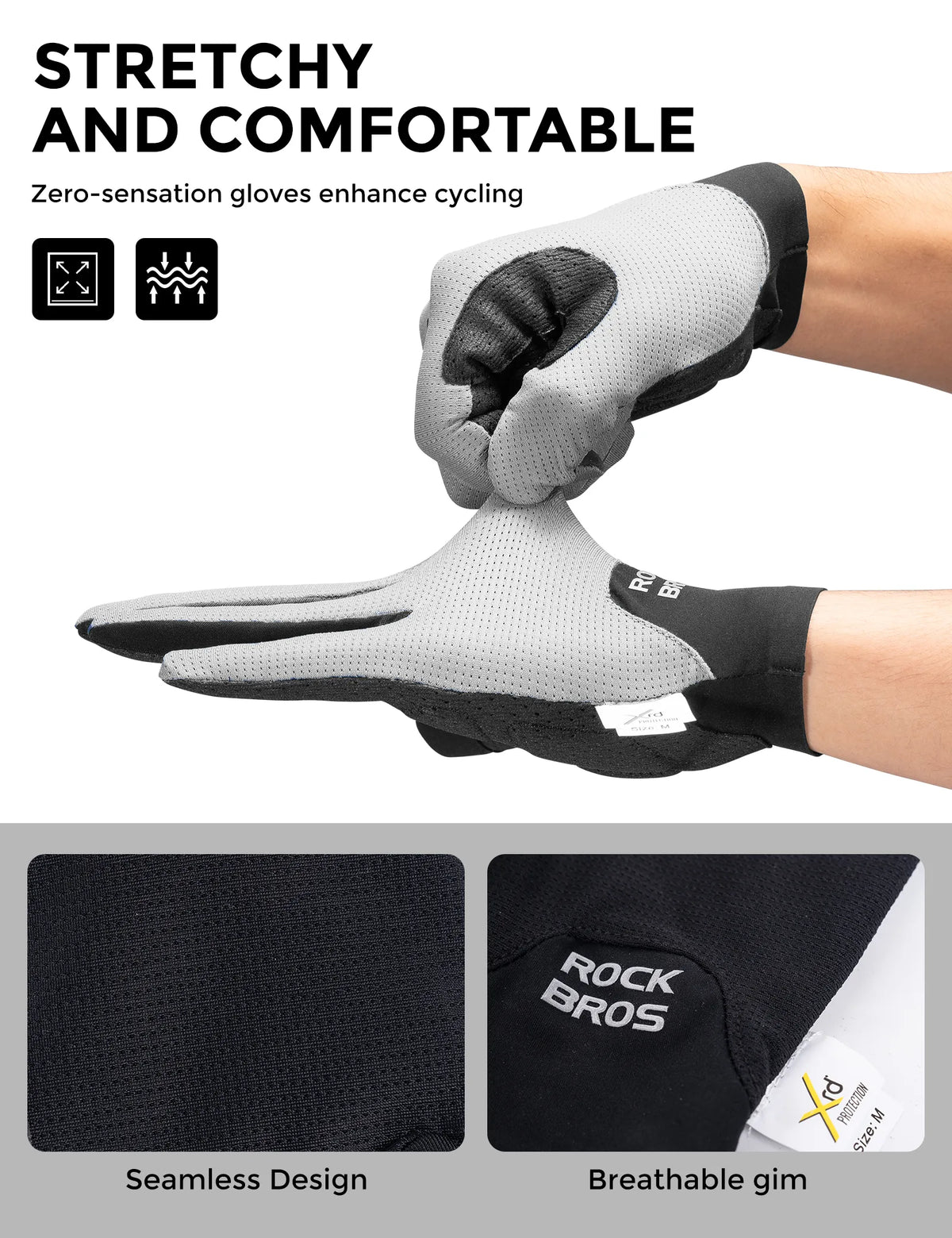 ROCKBROS S403-1 lightweight breathable and stretchy full-finger cycling gloves.
#colour_white