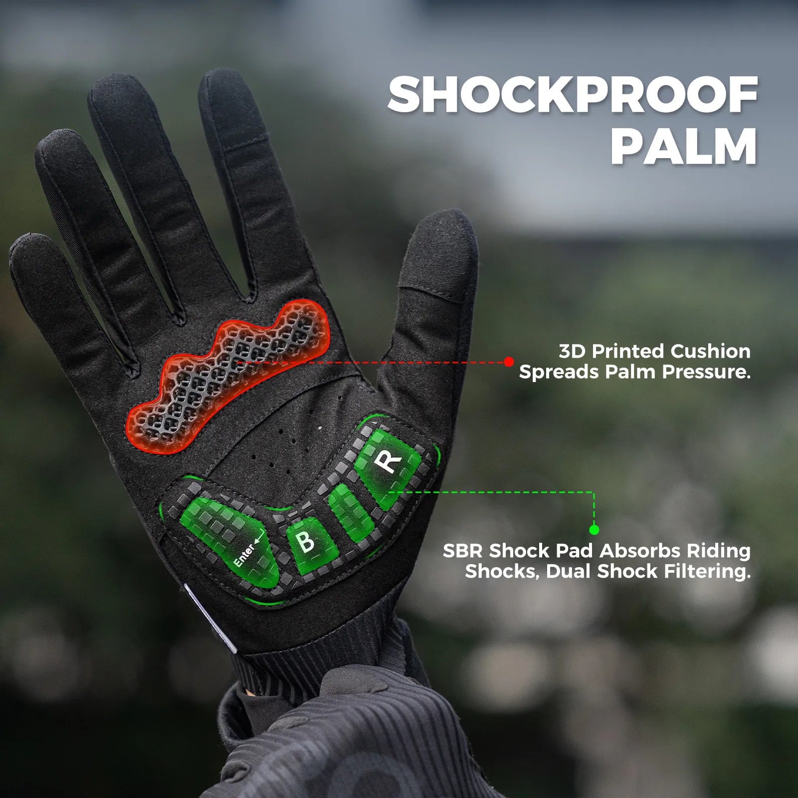 ROCKBROS S405 3D full finger cycling gloves in black, touchscreen compatible and breathable.
#color_white