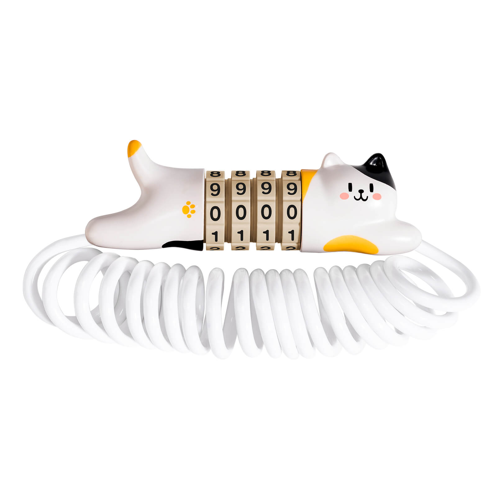 Rockbros SafeCat 4-digit combination padlock with cute cat shape design.
#color_white