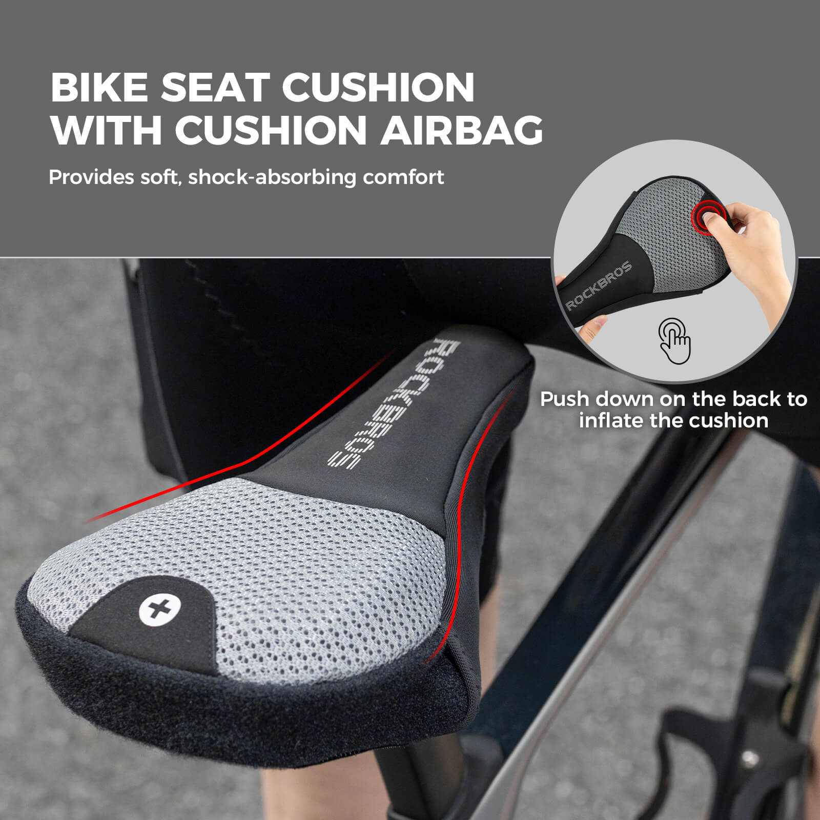 rockbros shock absorb bike saddle cover for comfortable cycling
#color_black