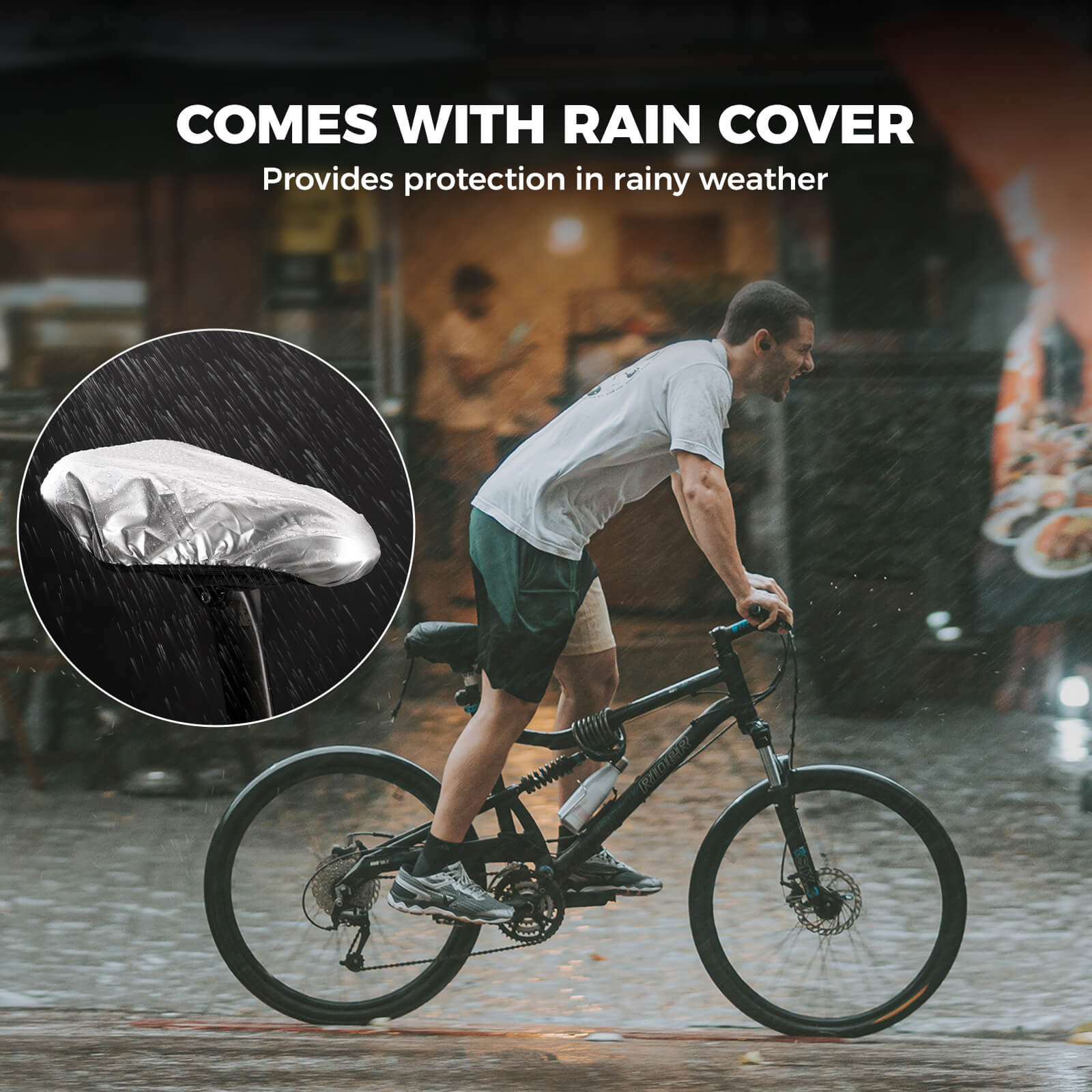 rockbros shock absorb bike saddle cover for comfortable cycling
#color_black