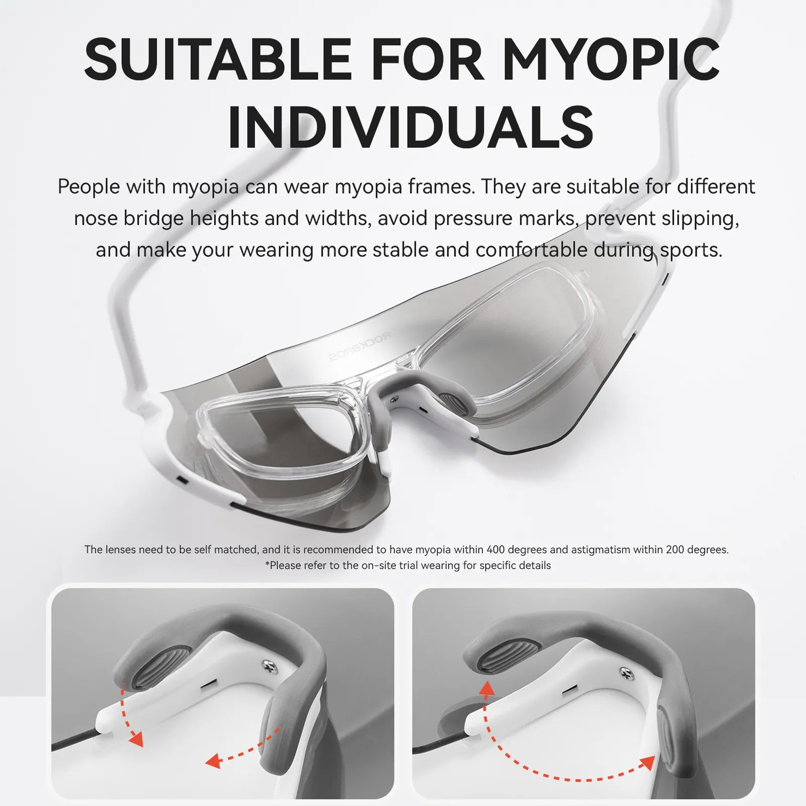 ROCKBROS SnakeLine Photochromic Cycling Glasses with Myopia Frame and Clear-to-Smoke Lens.
#color_green