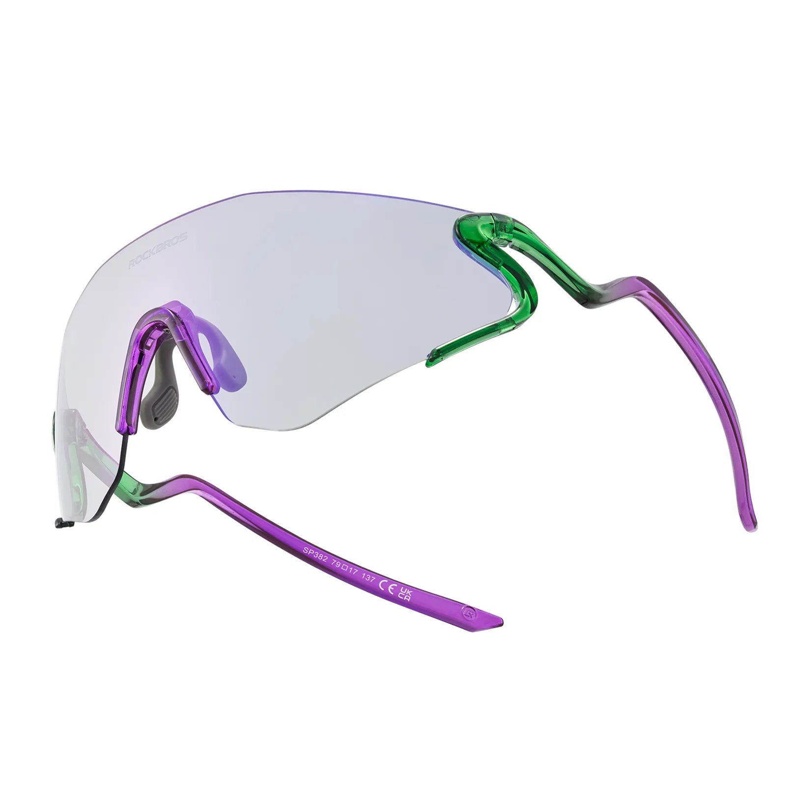 ROCKBROS SnakeLine Photochromic Cycling Glasses with Myopia Frame and Clear-to-Smoke Lens.
#color_purple